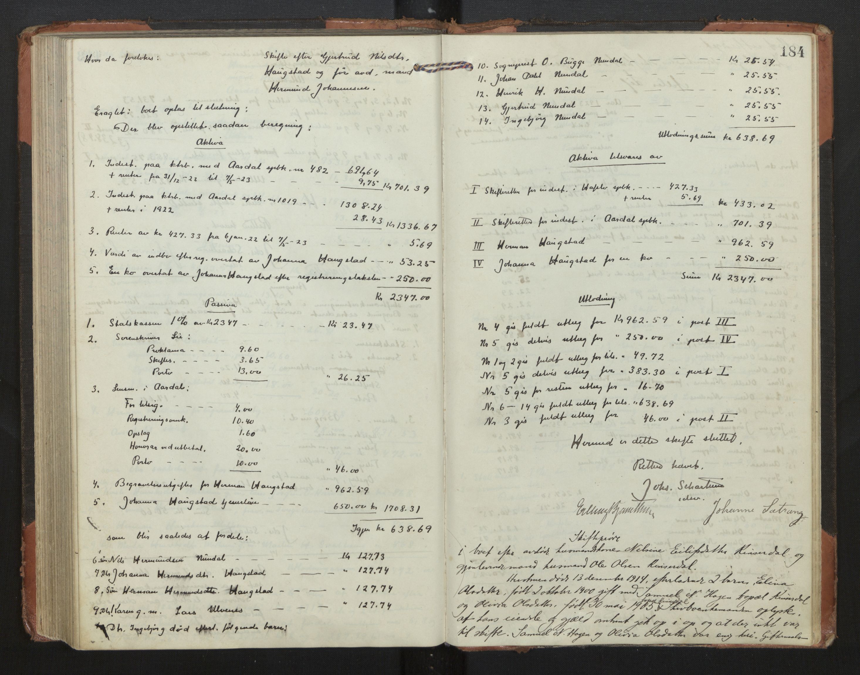 Indre Sogn tingrett, AV/SAB-A-3301/1/H/Hd/L0008: Skifteutlodningsprotokoll 8, 1912-1923, p. 183b-184a