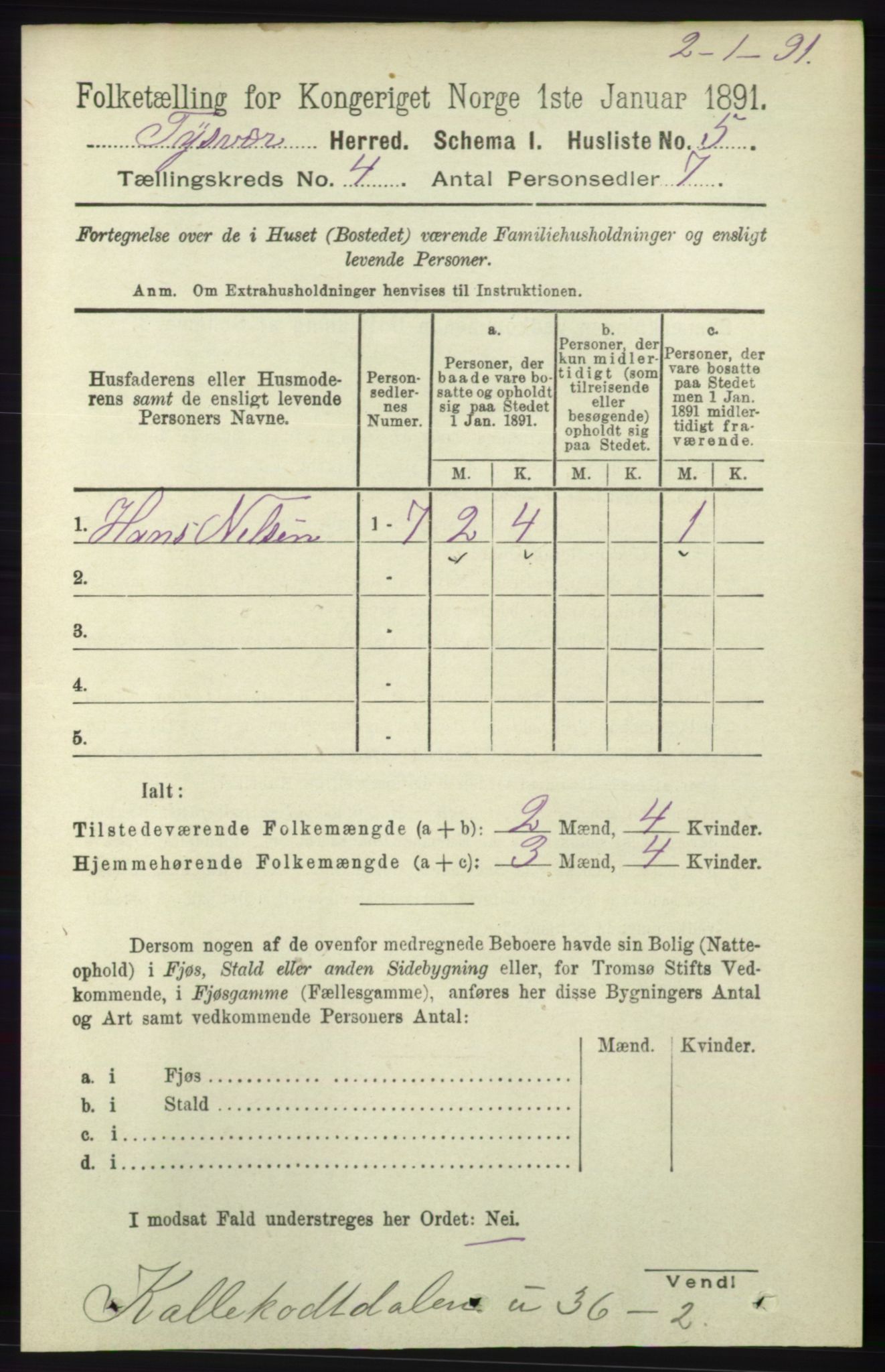 RA, 1891 census for 1146 Tysvær, 1891, p. 1455