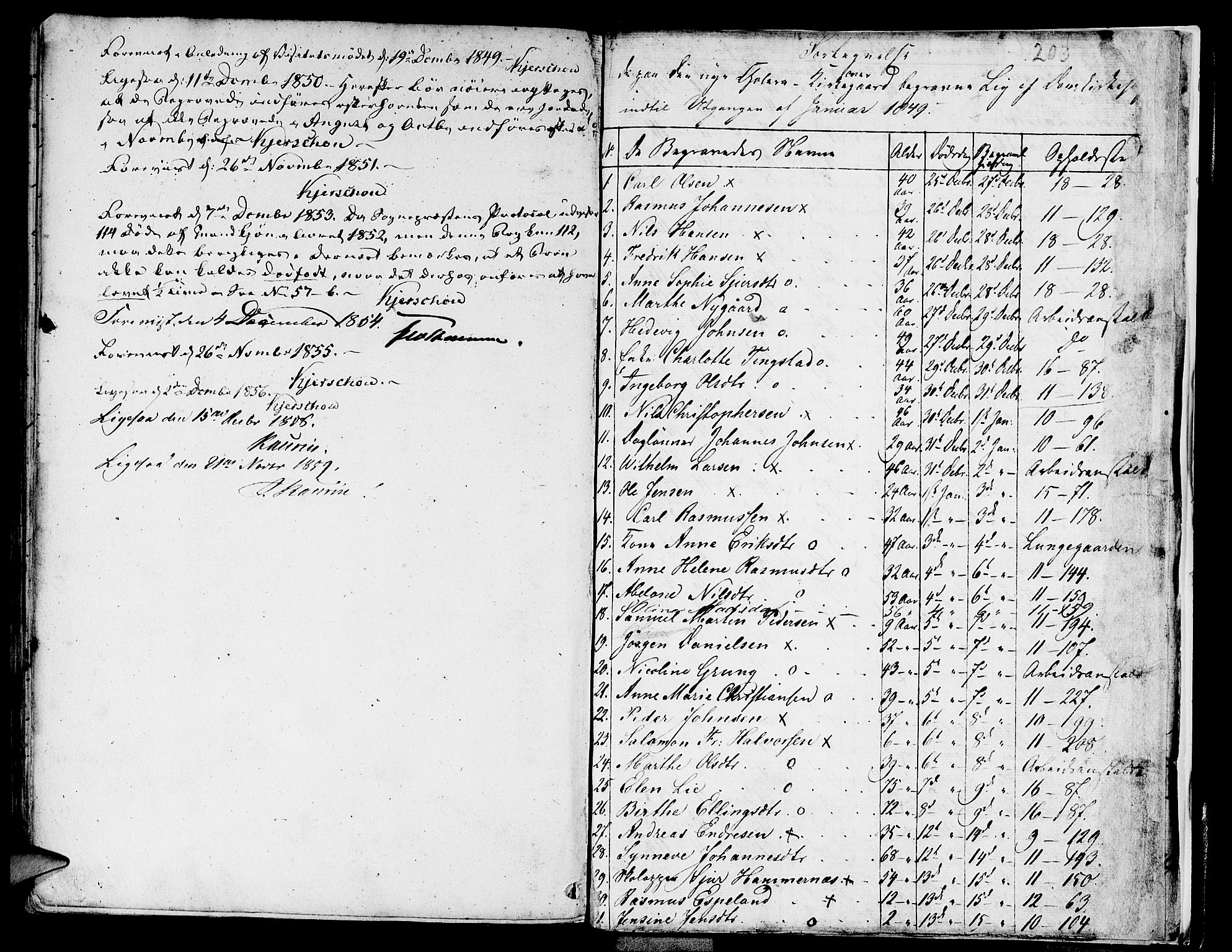 Domkirken sokneprestembete, SAB/A-74801/H/Hab/L0038: Parish register (copy) no. E 2, 1847-1859, p. 203