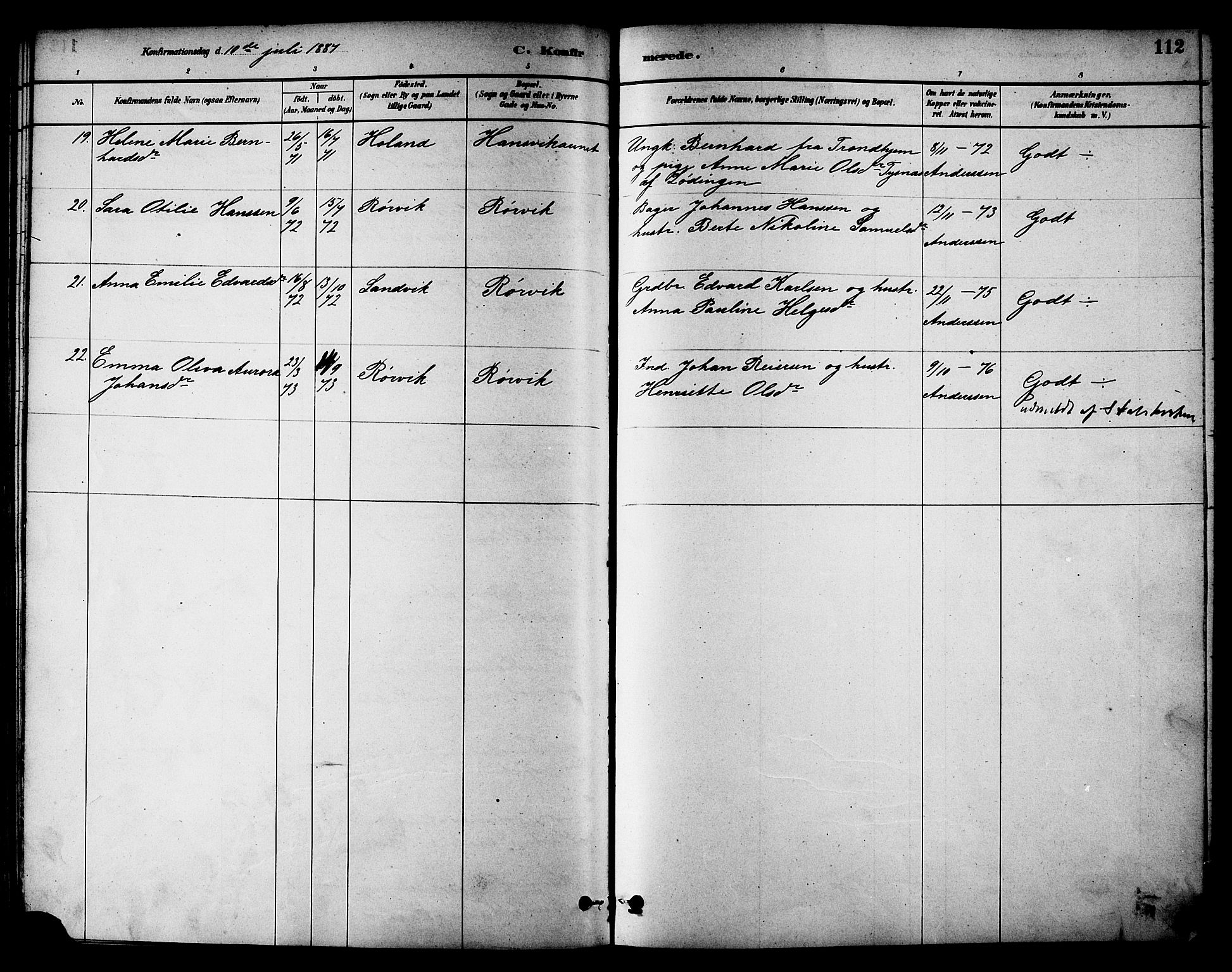 Ministerialprotokoller, klokkerbøker og fødselsregistre - Nord-Trøndelag, AV/SAT-A-1458/784/L0672: Parish register (official) no. 784A07, 1880-1887, p. 112