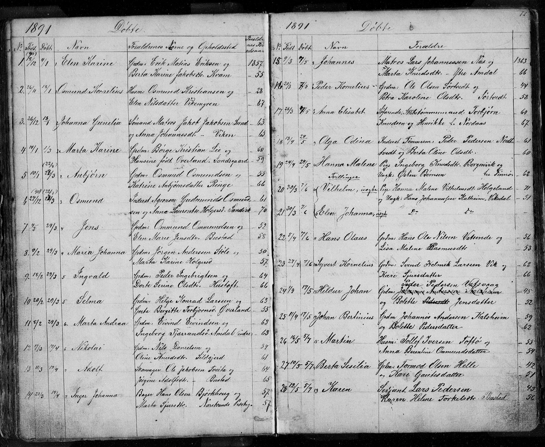 Nedstrand sokneprestkontor, SAST/A-101841/01/V: Parish register (copy) no. B 3, 1848-1933, p. 72