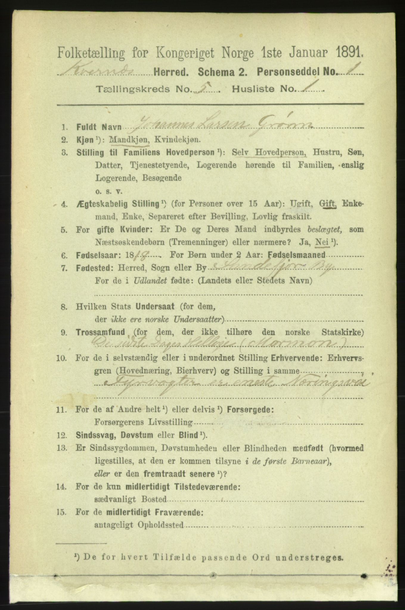 RA, 1891 census for 1553 Kvernes, 1891, p. 2335