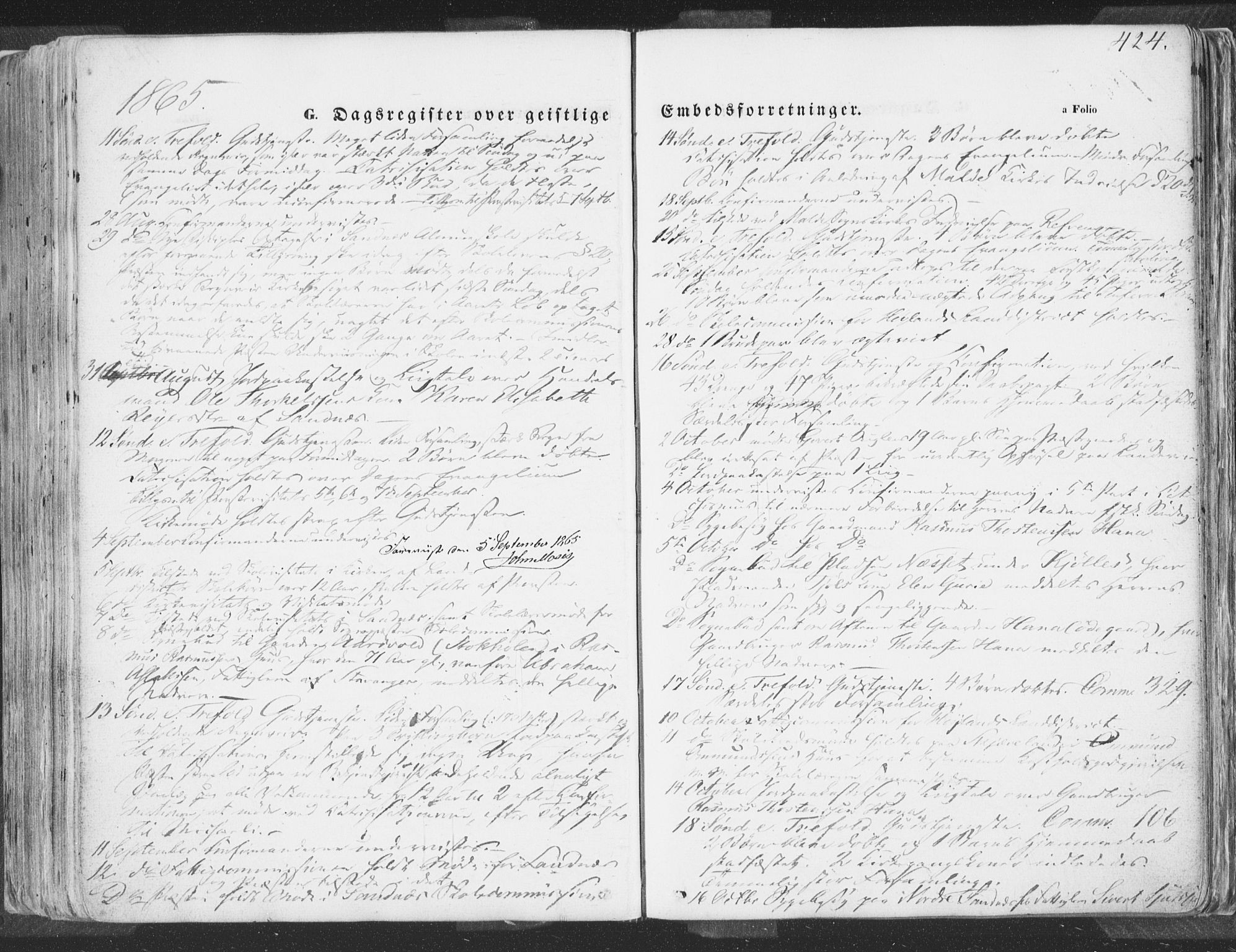 Høyland sokneprestkontor, SAST/A-101799/001/30BA/L0009: Parish register (official) no. A 9.2, 1857-1877, p. 424