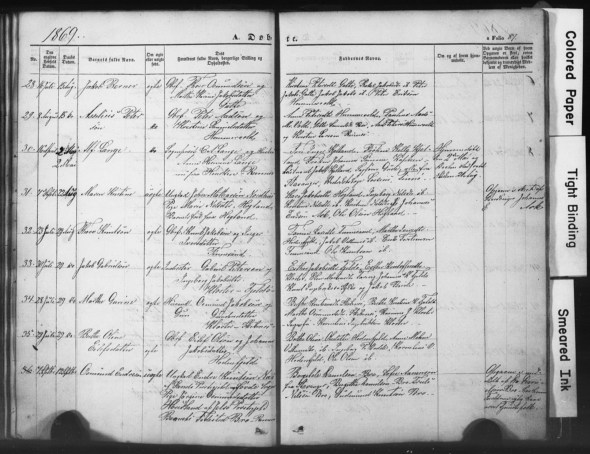 Rennesøy sokneprestkontor, AV/SAST-A -101827/H/Ha/Hab/L0002: Parish register (copy) no. B 2, 1852-1880, p. 87
