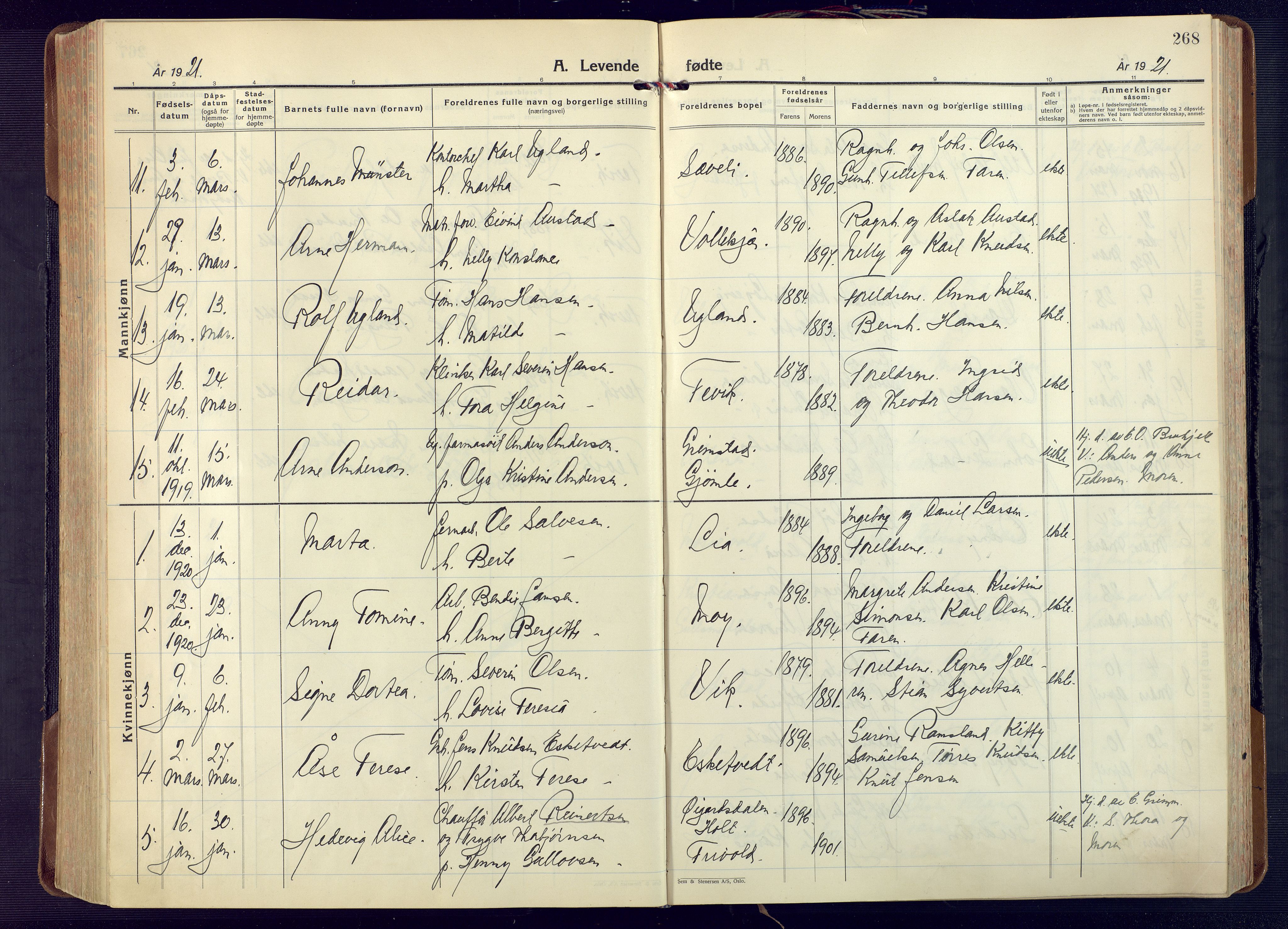 Fjære sokneprestkontor, AV/SAK-1111-0011/F/Fa/L0004: Parish register (official) no. A 4, 1902-1925, p. 268