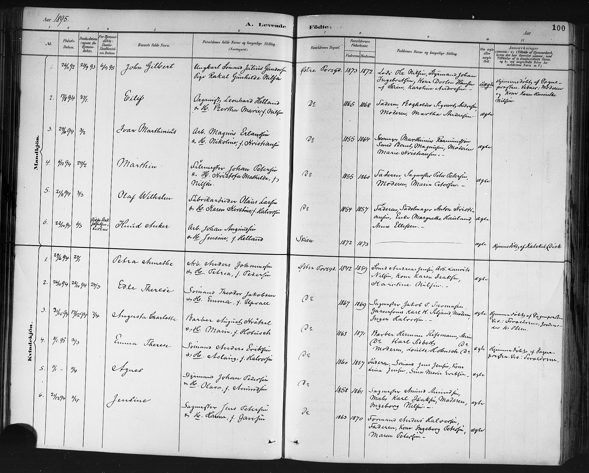 Porsgrunn kirkebøker , SAKO/A-104/G/Gb/L0005: Parish register (copy) no. II 5, 1883-1915, p. 100