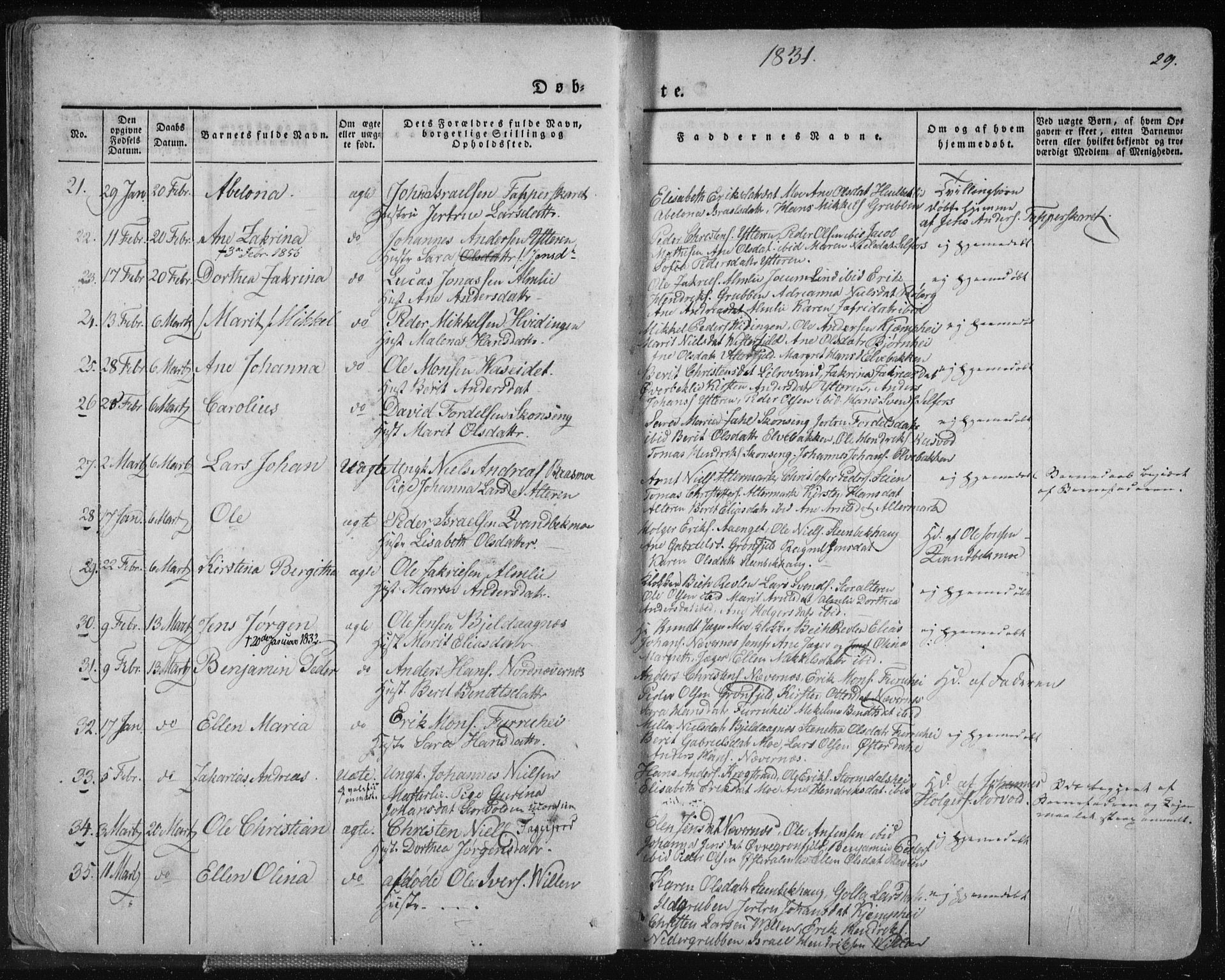 Ministerialprotokoller, klokkerbøker og fødselsregistre - Nordland, SAT/A-1459/827/L0390: Parish register (official) no. 827A02, 1826-1841, p. 29