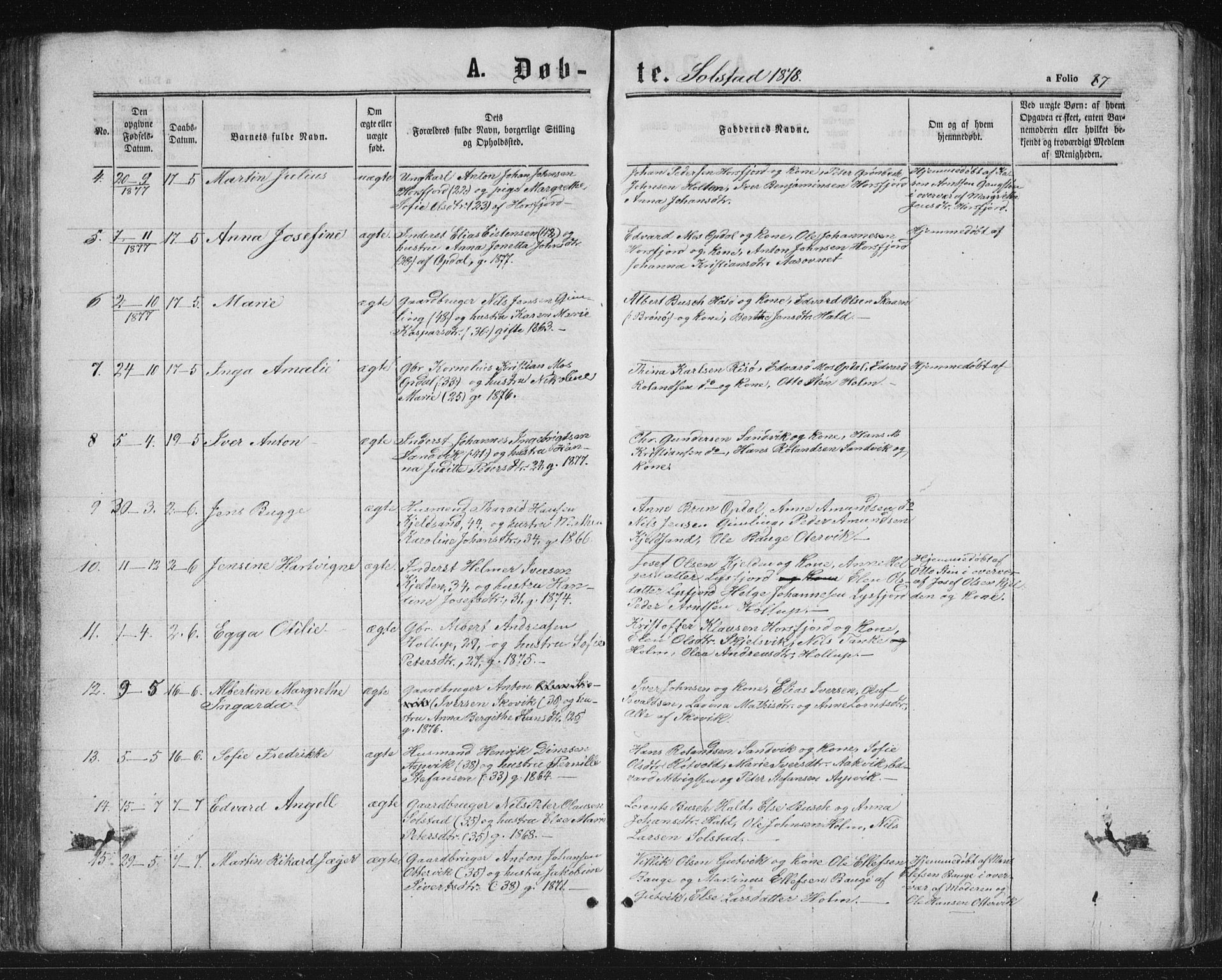 Ministerialprotokoller, klokkerbøker og fødselsregistre - Nordland, SAT/A-1459/810/L0159: Parish register (copy) no. 810C02 /2, 1863-1883, p. 87
