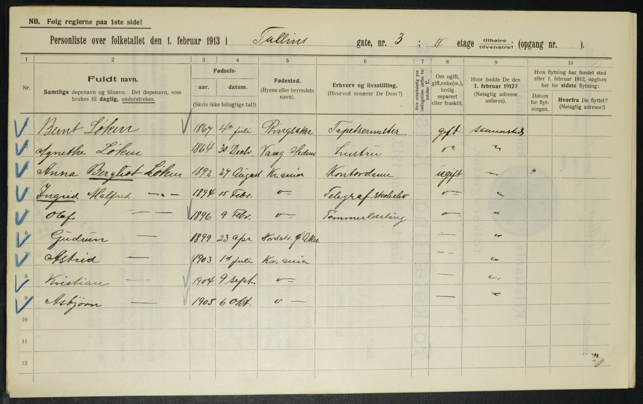 OBA, Municipal Census 1913 for Kristiania, 1913, p. 117346