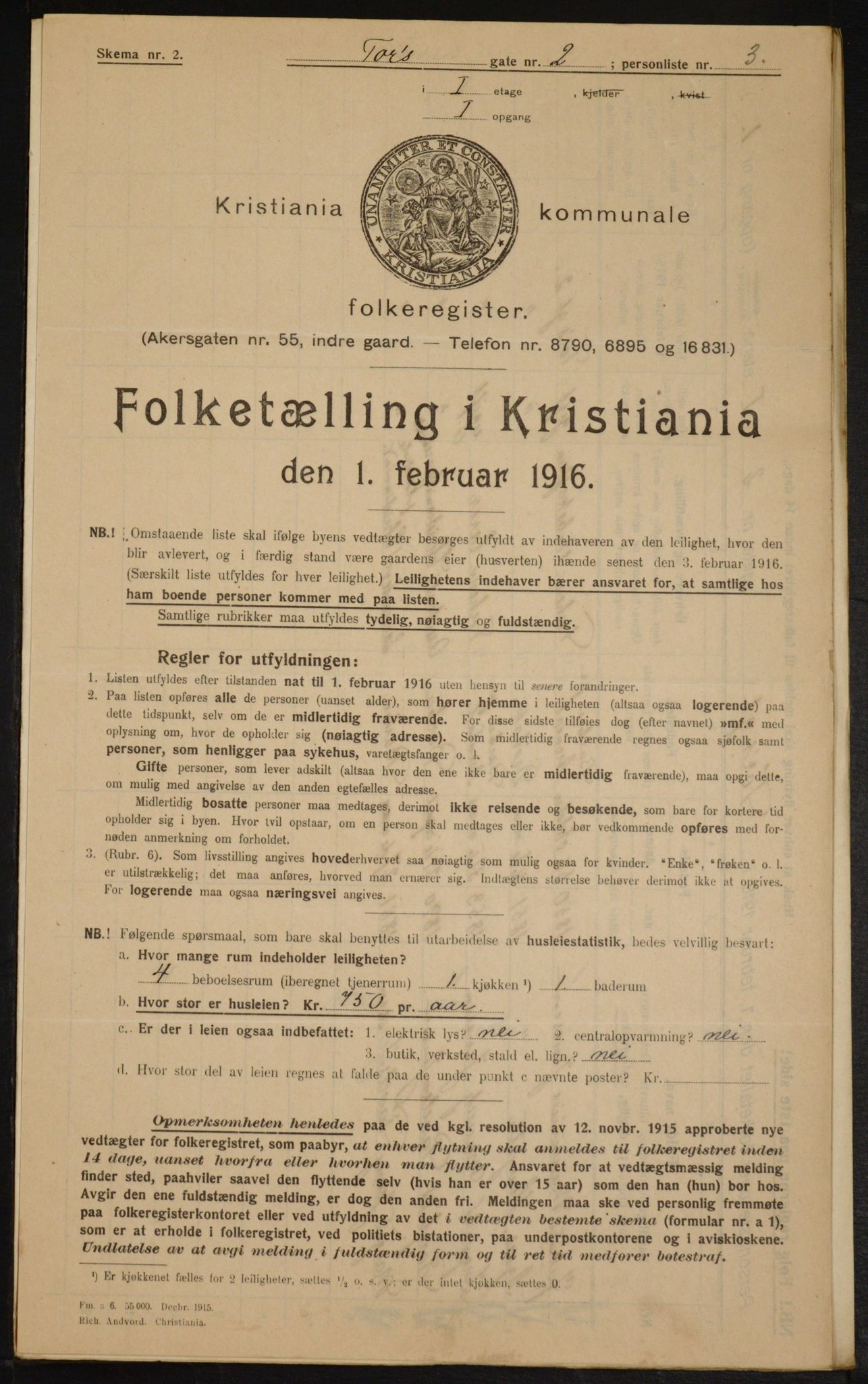 OBA, Municipal Census 1916 for Kristiania, 1916, p. 117563