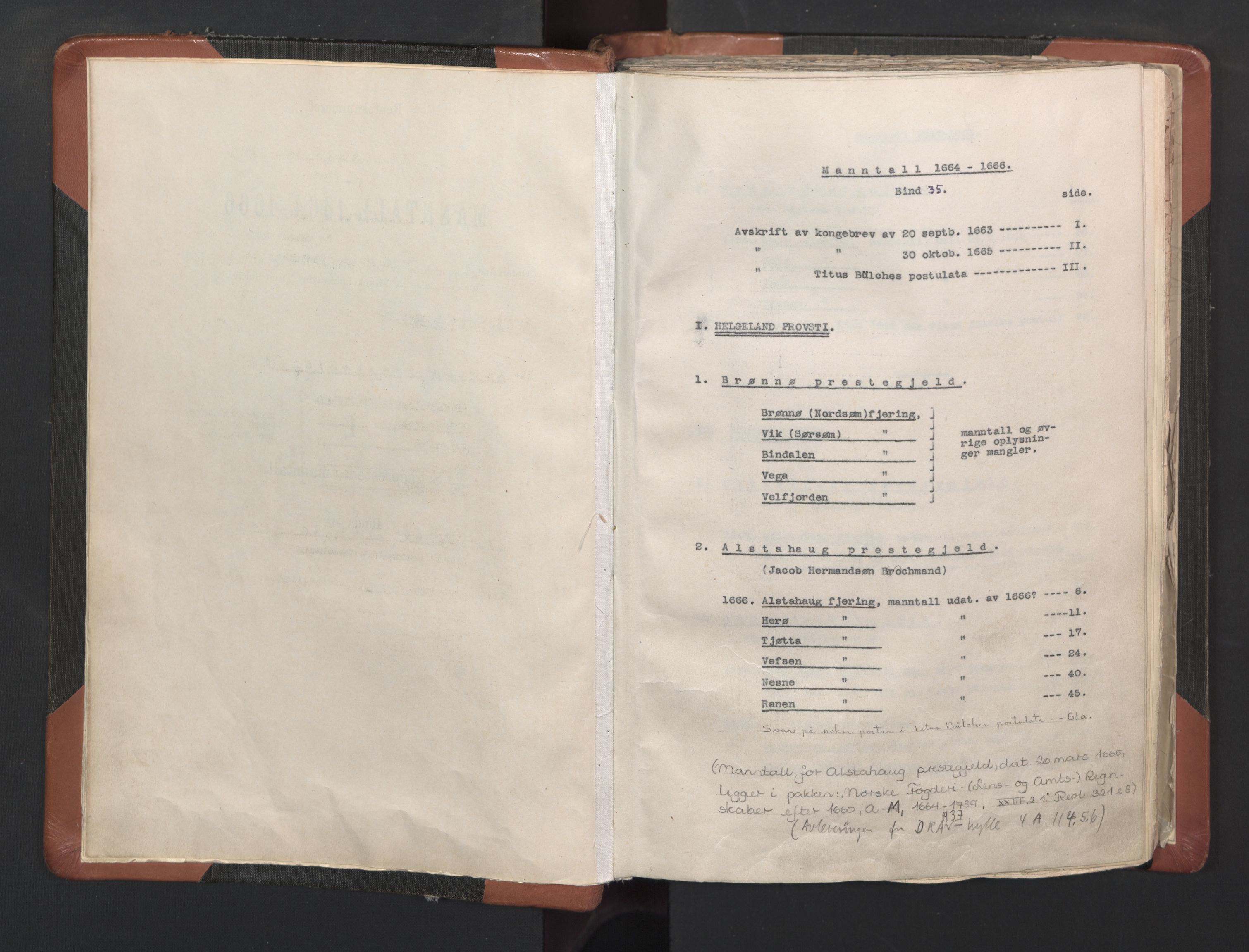 RA, Vicar's Census 1664-1666, no. 35: Helgeland deanery and Salten deanery, 1664-1666