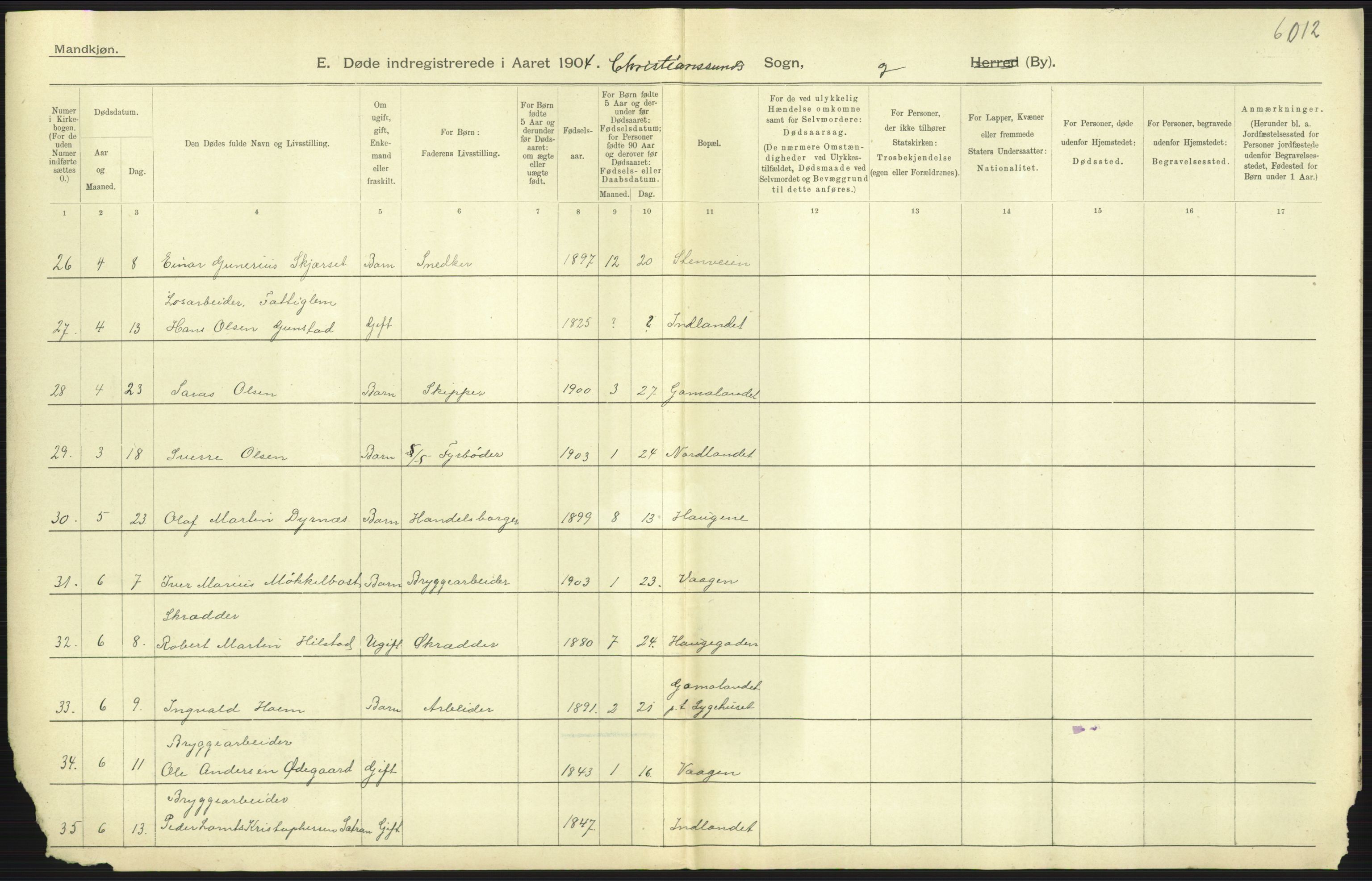 Statistisk sentralbyrå, Sosiodemografiske emner, Befolkning, AV/RA-S-2228/D/Df/Dfa/Dfab/L0016: Romsdals amt: Fødte, gifte, døde., 1904, p. 1117