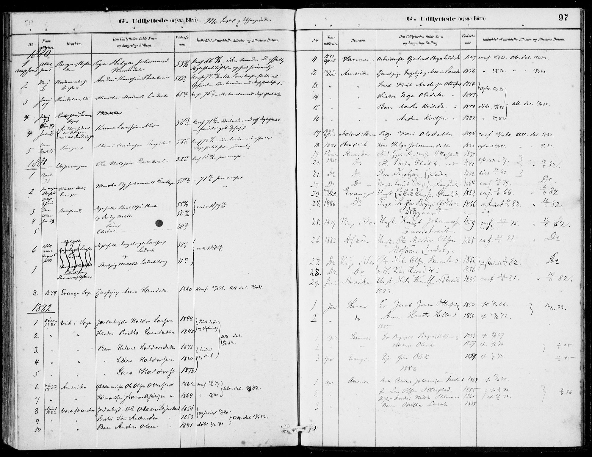 Hosanger sokneprestembete, SAB/A-75801/H/Haa: Parish register (official) no. C  1, 1880-1900, p. 97