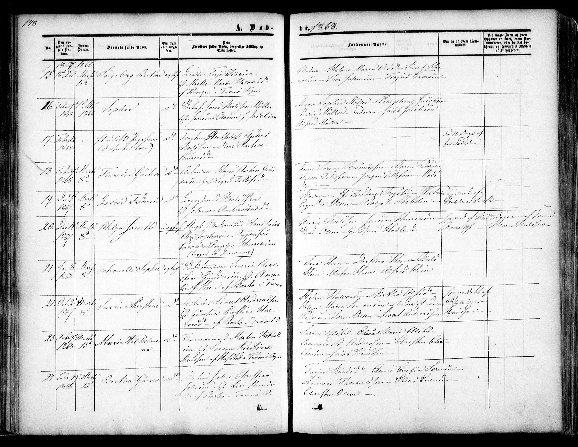 Arendal sokneprestkontor, Trefoldighet, SAK/1111-0040/F/Fa/L0006: Parish register (official) no. A 6, 1855-1868, p. 148