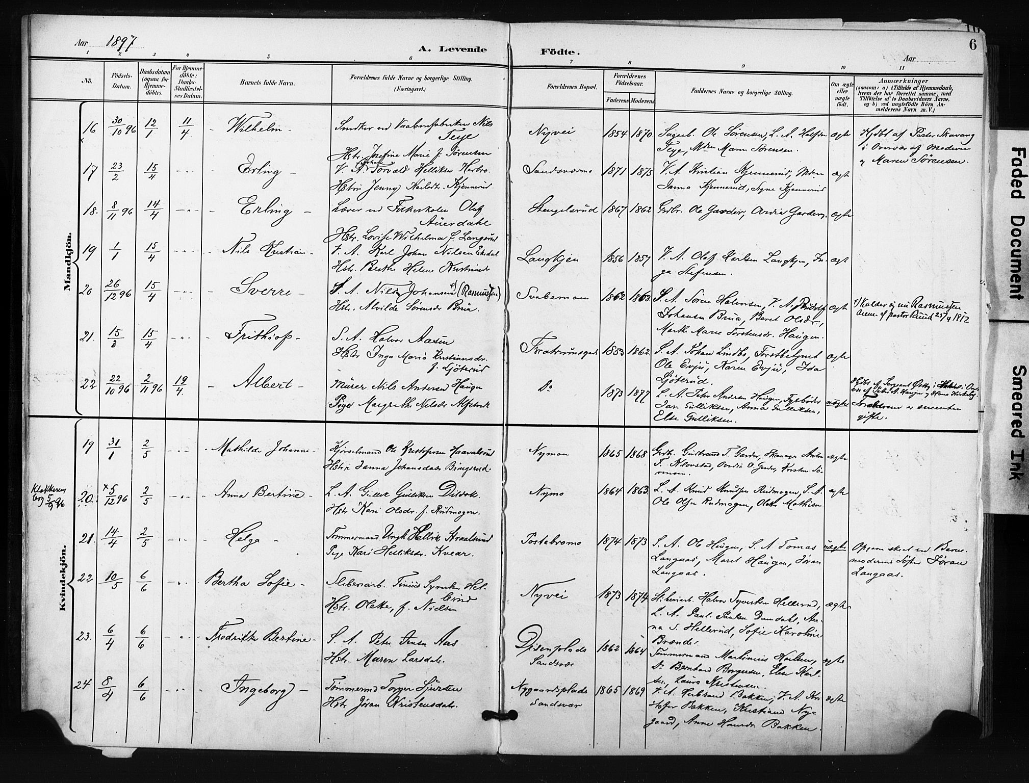 Kongsberg kirkebøker, AV/SAKO-A-22/F/Fb/L0003: Parish register (official) no. II 3, 1896-1905, p. 6