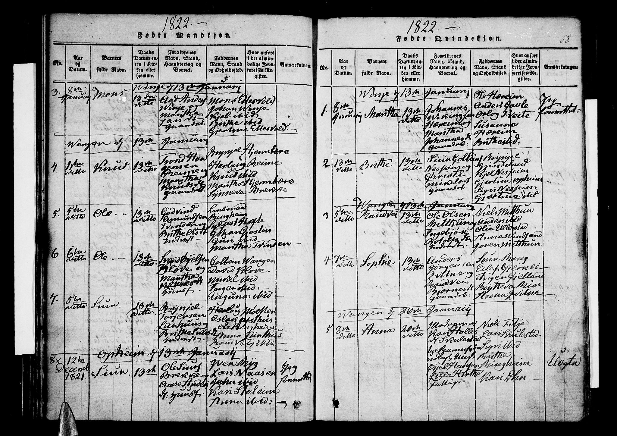 Voss sokneprestembete, AV/SAB-A-79001/H/Haa: Parish register (official) no. A 11, 1816-1827, p. 68