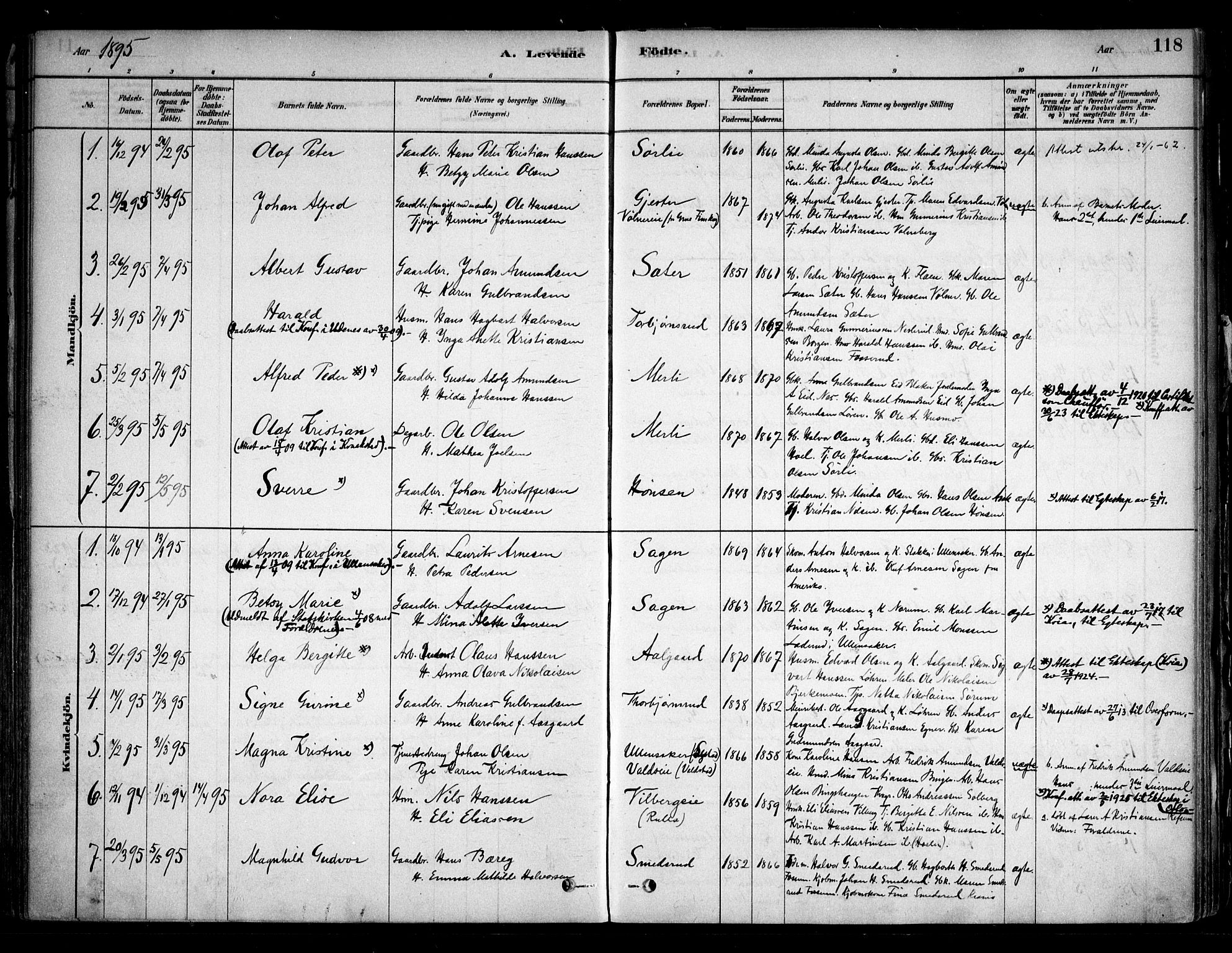 Sørum prestekontor Kirkebøker, AV/SAO-A-10303/F/Fa/L0007: Parish register (official) no. I 7, 1878-1914, p. 118