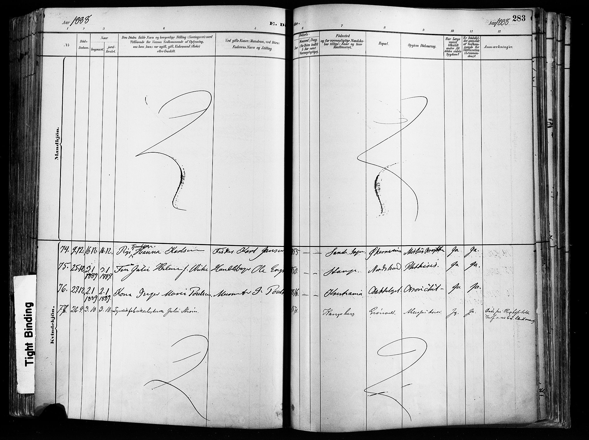 Østre Aker prestekontor Kirkebøker, AV/SAO-A-10840/F/Fa/L0008: Parish register (official) no. I 8, 1883-1894, p. 283