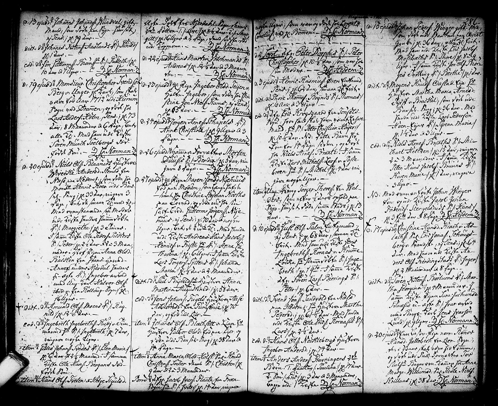Kongsberg kirkebøker, SAKO/A-22/F/Fa/L0006: Parish register (official) no. I 6, 1783-1797, p. 286