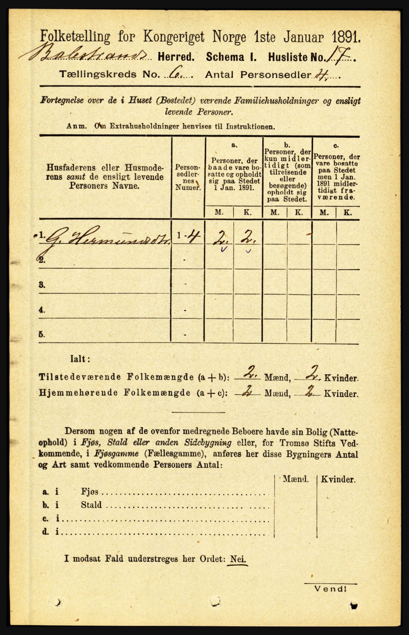 RA, 1891 census for 1418 Balestrand, 1891, p. 1351