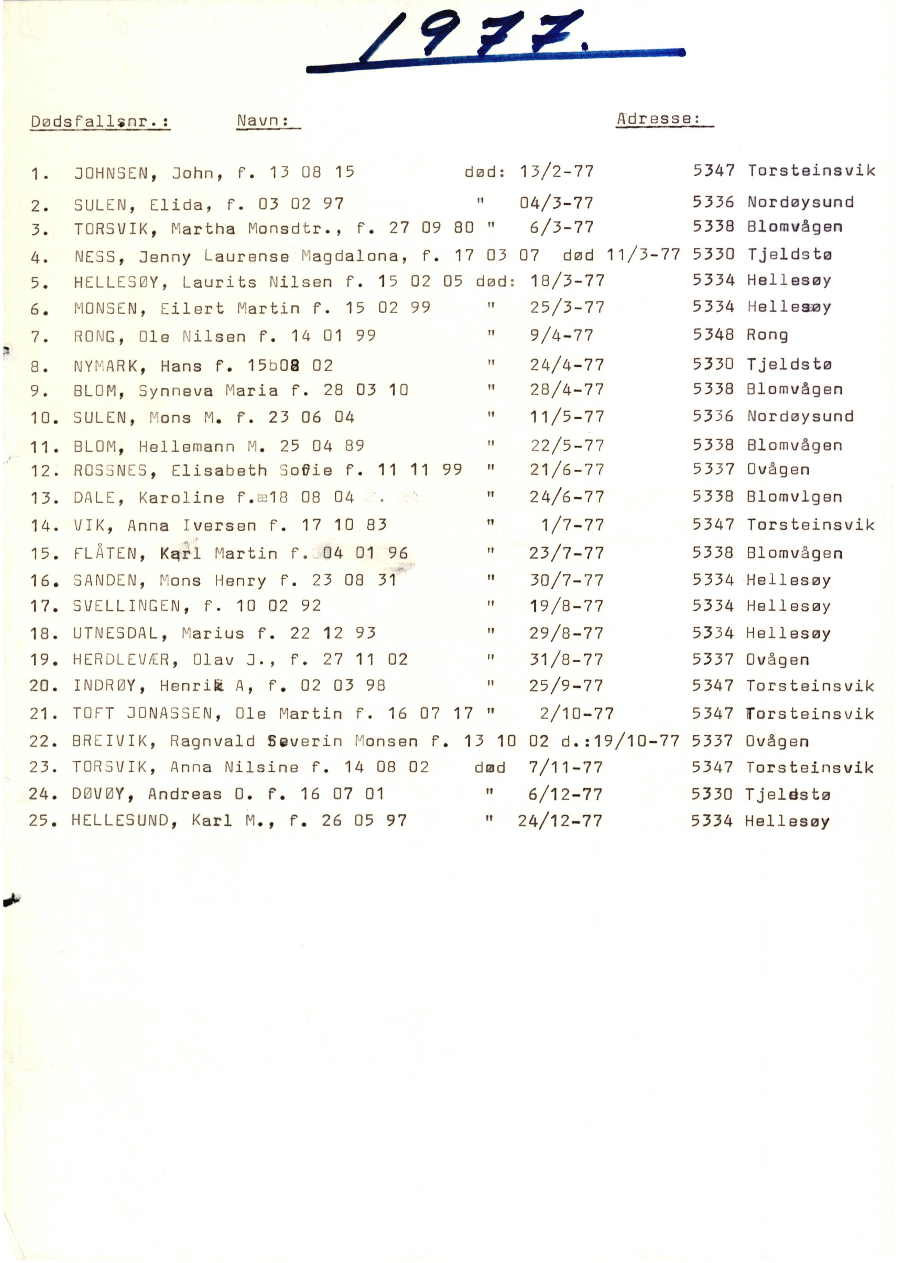 Lensmannen i Øygarden, AV/SAB-A-100155/0006/L0002: Dødsfallprotokoll, 1973-1989, p. 10