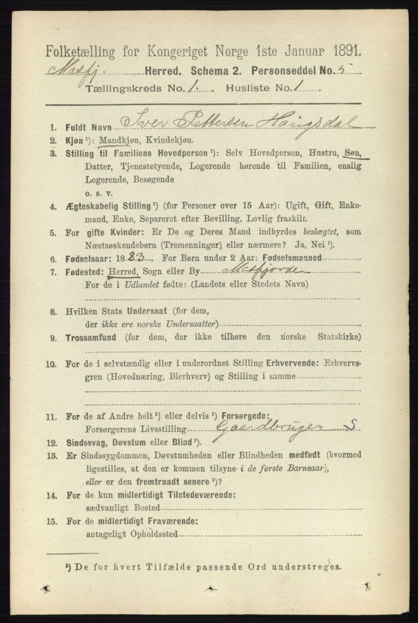 RA, 1891 census for 1266 Masfjorden, 1891, p. 53