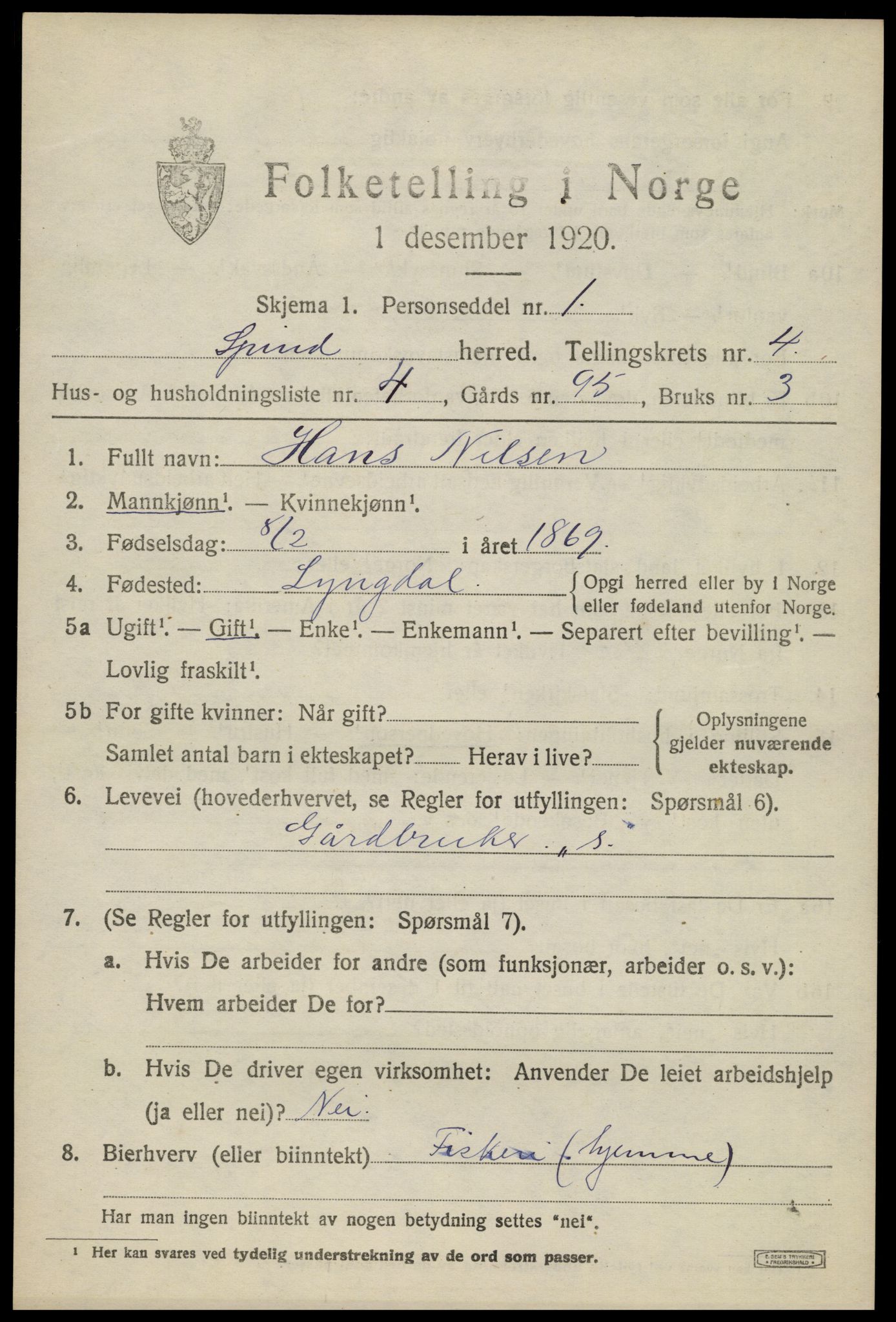 SAK, 1920 census for Spind, 1920, p. 2209