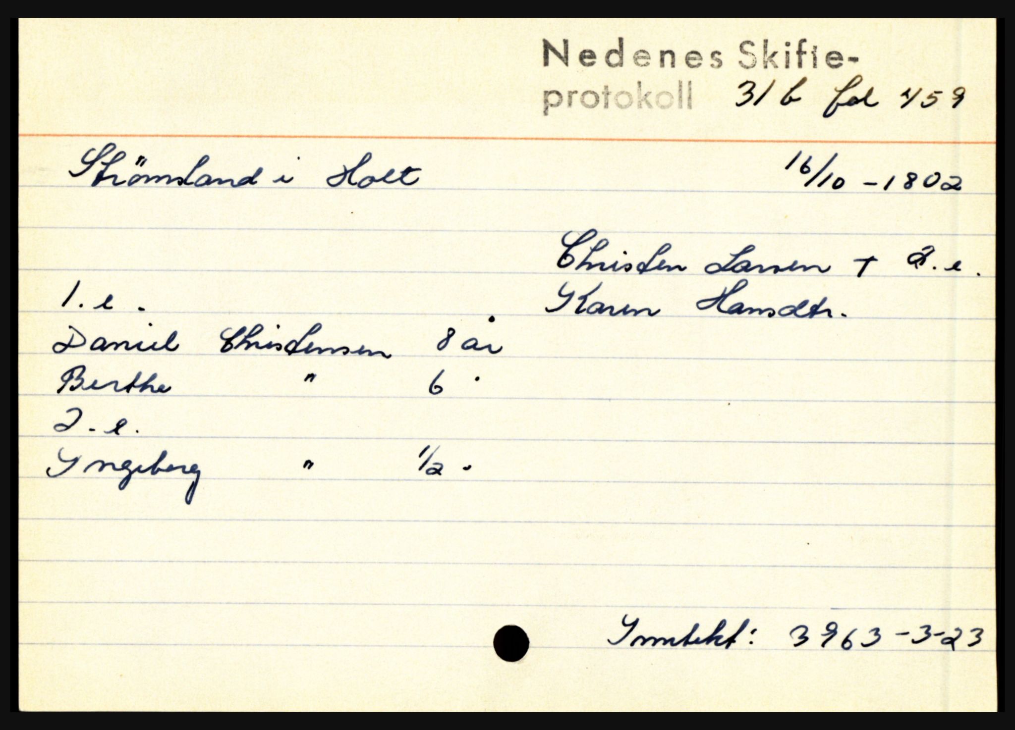 Nedenes sorenskriveri før 1824, AV/SAK-1221-0007/H, p. 28911