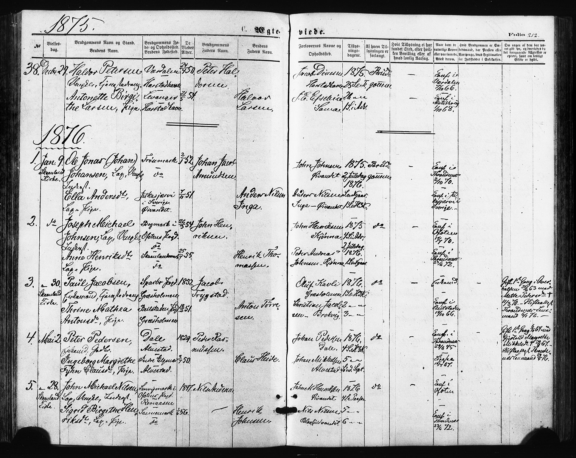 Trondenes sokneprestkontor, AV/SATØ-S-1319/H/Ha/L0013kirke: Parish register (official) no. 13, 1870-1878, p. 212