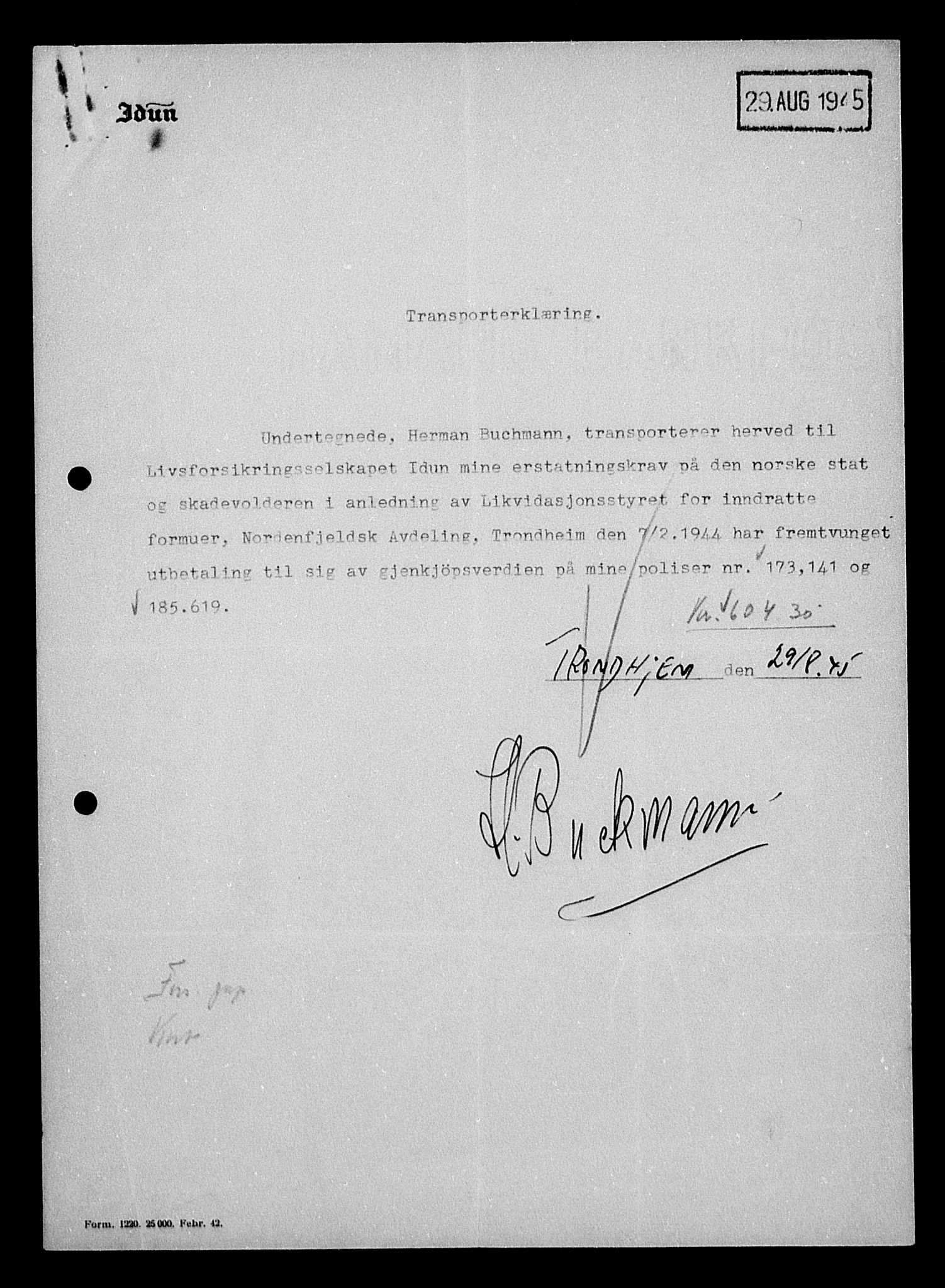 Justisdepartementet, Tilbakeføringskontoret for inndratte formuer, AV/RA-S-1564/H/Hc/Hca/L0894: --, 1945-1947, p. 113