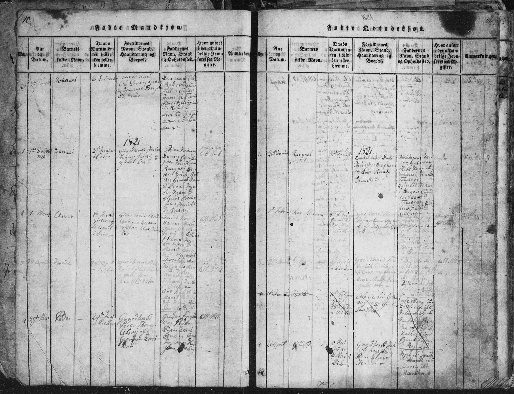 Ministerialprotokoller, klokkerbøker og fødselsregistre - Møre og Romsdal, SAT/A-1454/581/L0942: Parish register (copy) no. 581C00, 1820-1836, p. 10-11