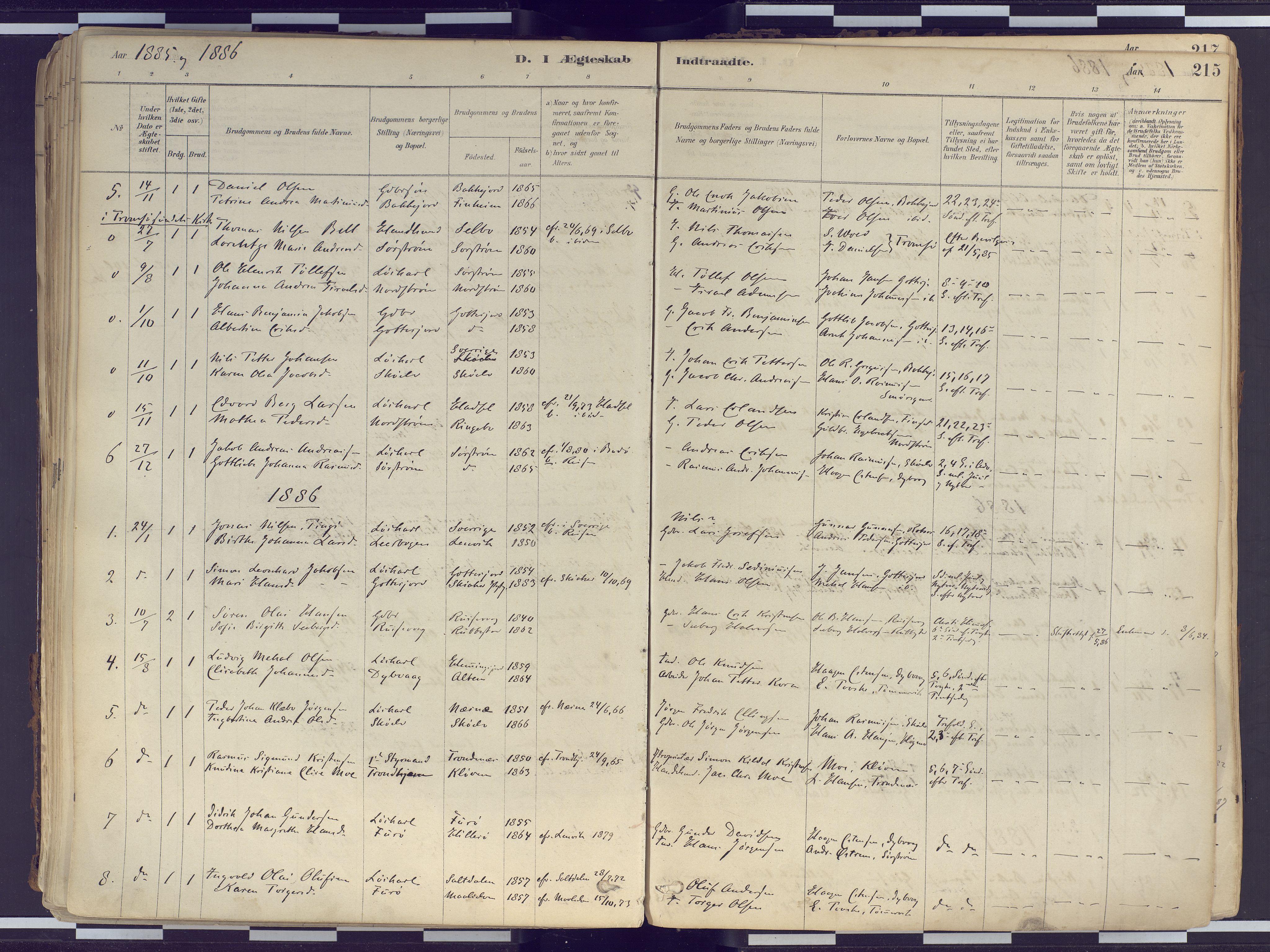 Tranøy sokneprestkontor, AV/SATØ-S-1313/I/Ia/Iaa/L0010kirke: Parish register (official) no. 10, 1878-1904, p. 215