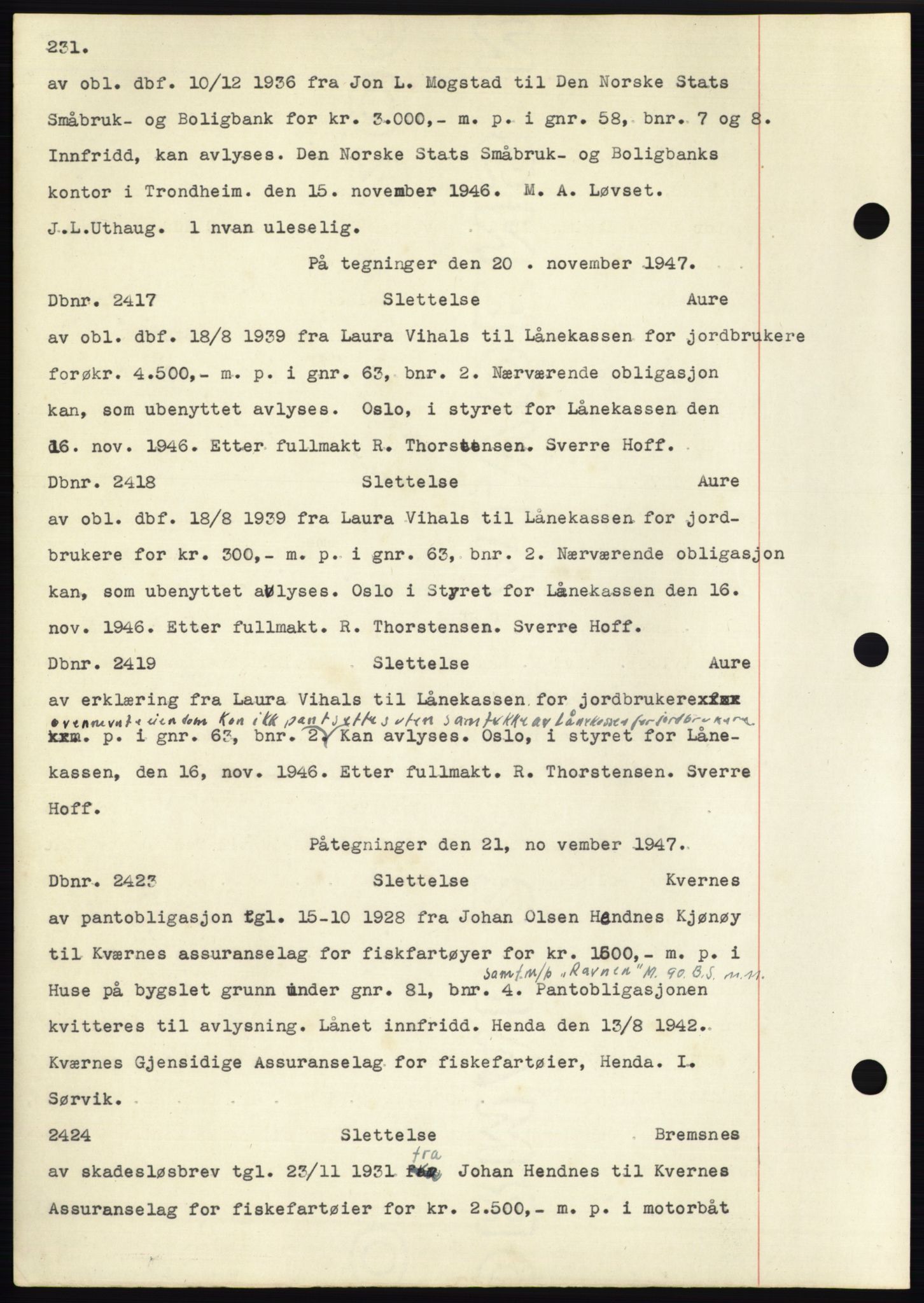 Nordmøre sorenskriveri, SAT/A-4132/1/2/2Ca: Mortgage book no. C82b, 1946-1951, Diary no: : 2417/1946