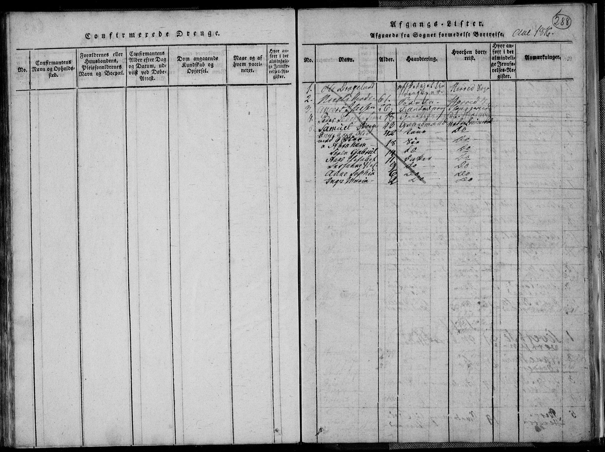 Lyngdal sokneprestkontor, AV/SAK-1111-0029/F/Fa/Fac/L0006: Parish register (official) no. A 6, 1815-1825, p. 288