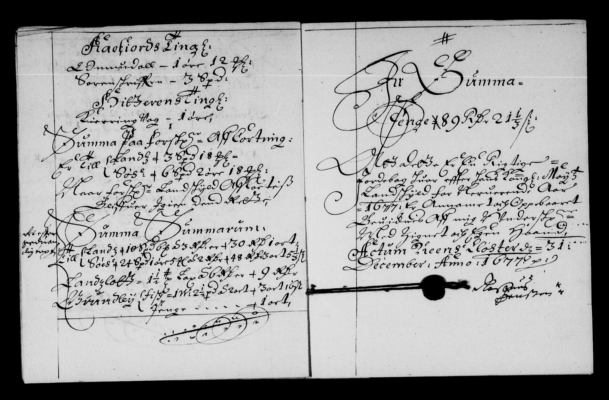 Rentekammeret inntil 1814, Reviderte regnskaper, Stiftamtstueregnskaper, Trondheim stiftamt og Nordland amt, AV/RA-EA-6044/R/Re/L0047: Trondheim stiftamt og Nordland amt, 1677