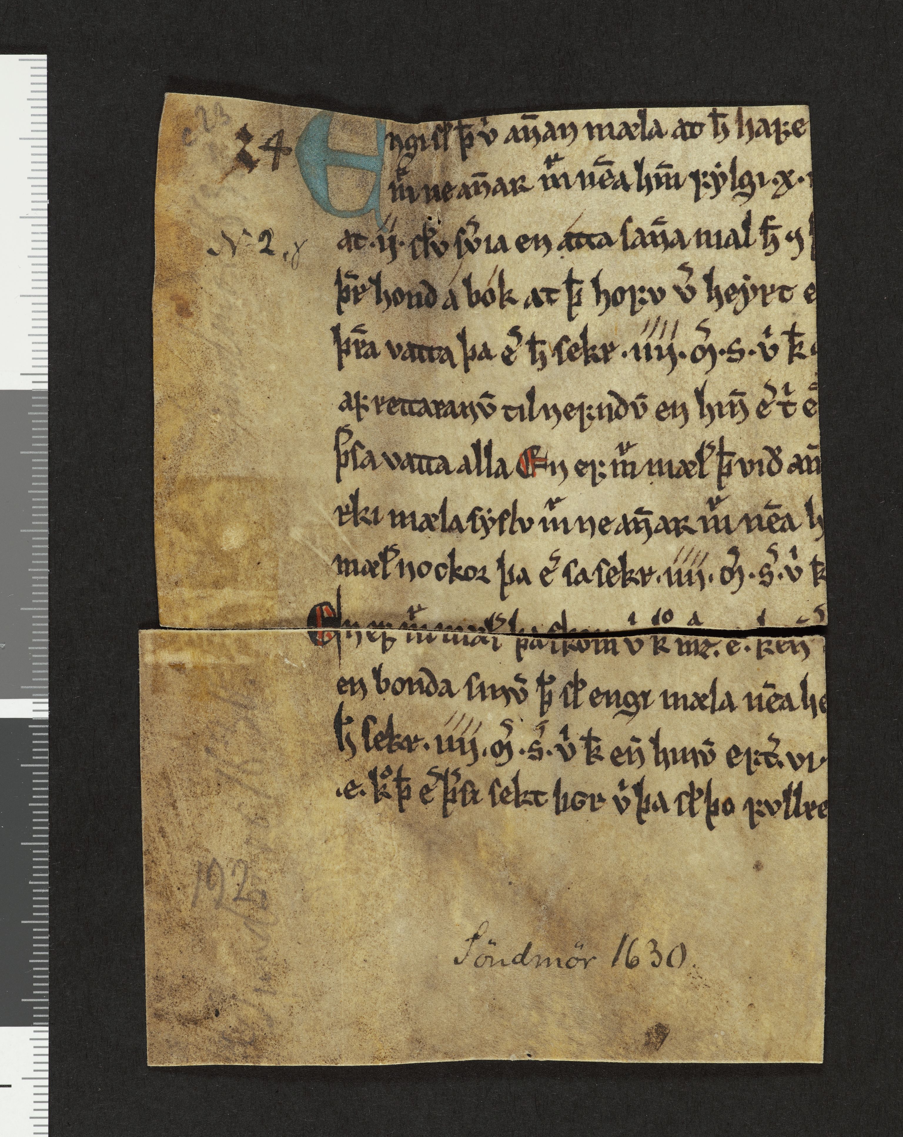 Riksarkivets diplomsamling, AV/RA-EA-5965/F26/L0002: Norrøne membranfragmenter bestand 2-9 (10), 1100-1536, p. 19