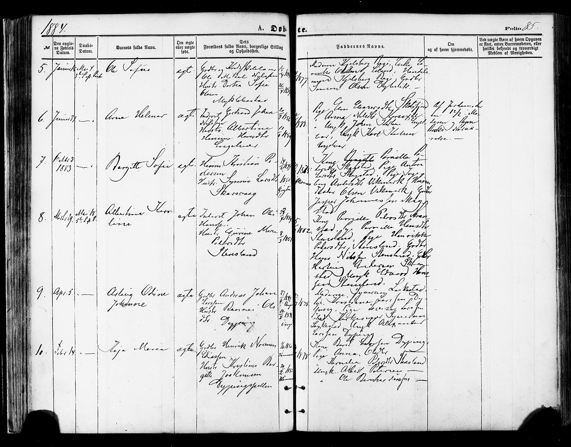 Ministerialprotokoller, klokkerbøker og fødselsregistre - Nordland, AV/SAT-A-1459/855/L0802: Parish register (official) no. 855A10, 1875-1886, p. 85