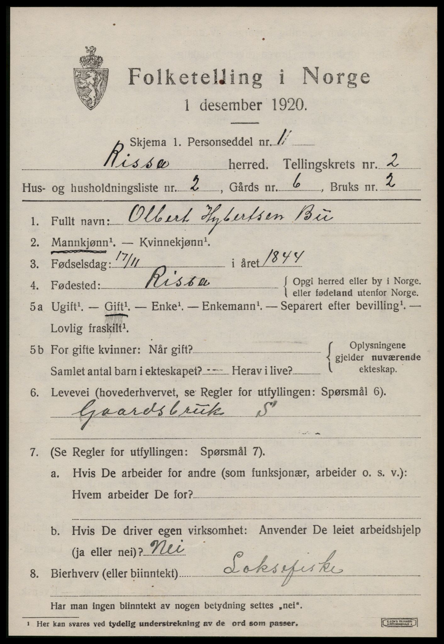 SAT, 1920 census for Rissa, 1920, p. 1631