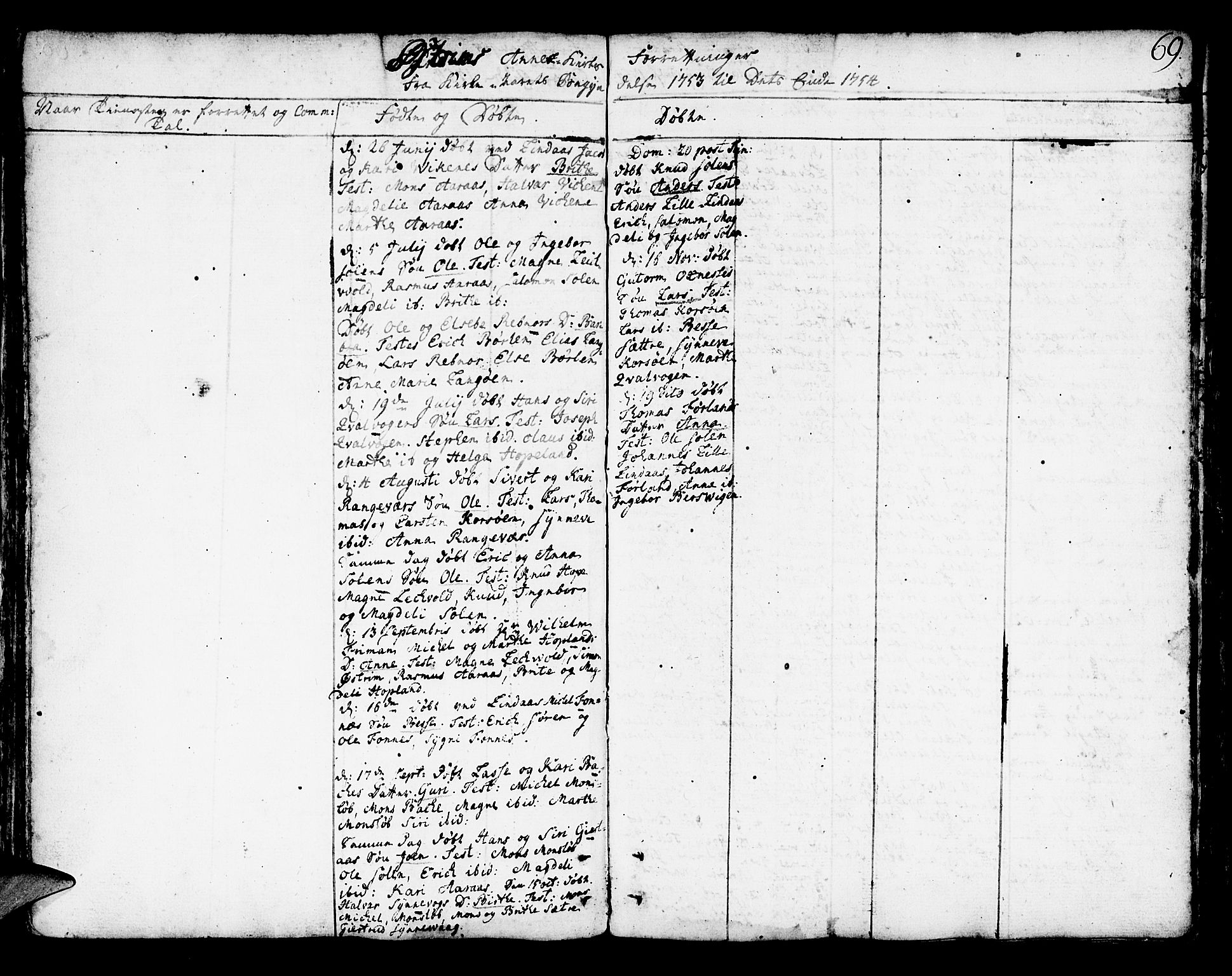 Lindås Sokneprestembete, AV/SAB-A-76701/H/Haa/Haaa/L0003: Parish register (official) no. A 3, 1748-1764, p. 69