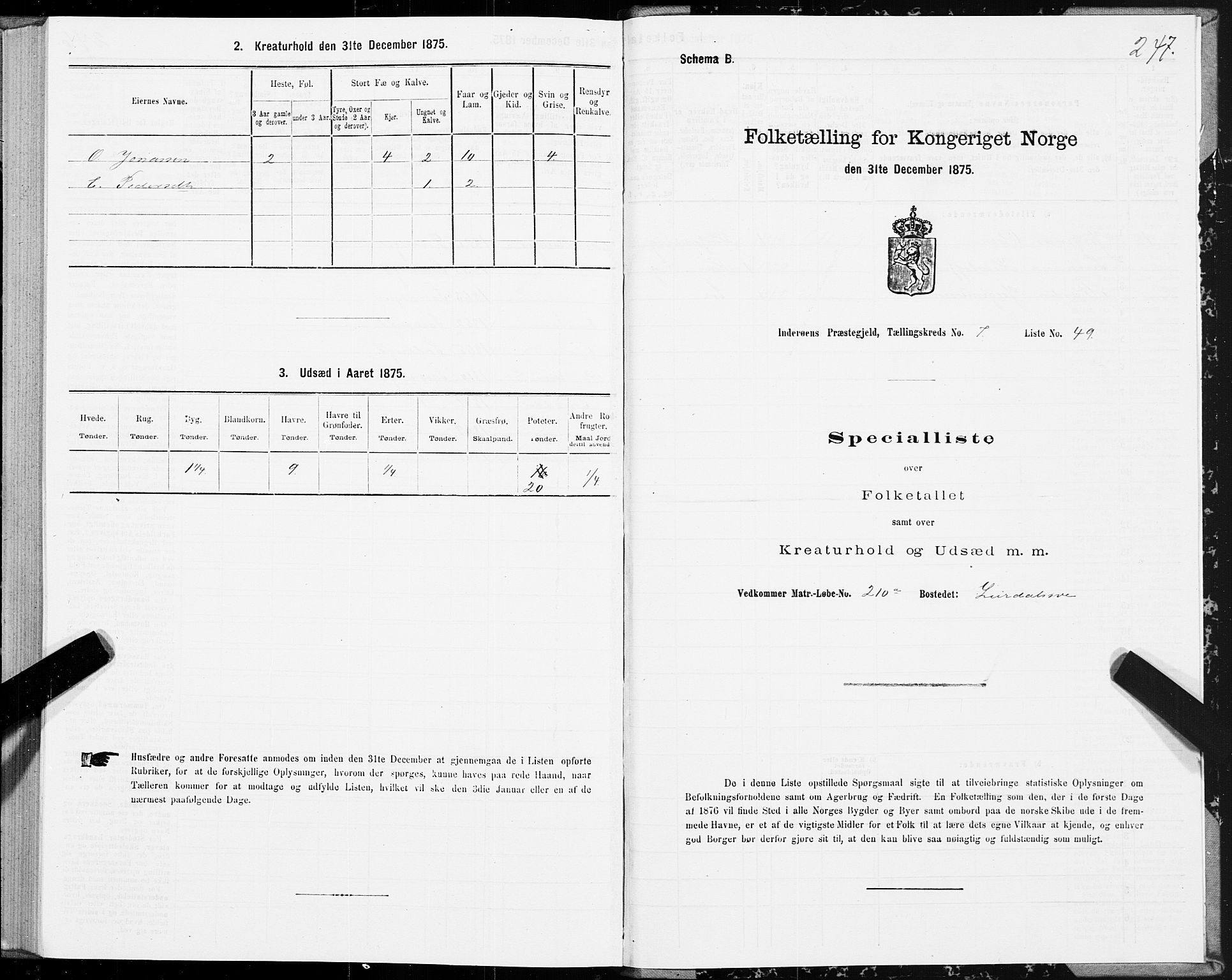 SAT, 1875 census for 1729P Inderøy, 1875, p. 4247