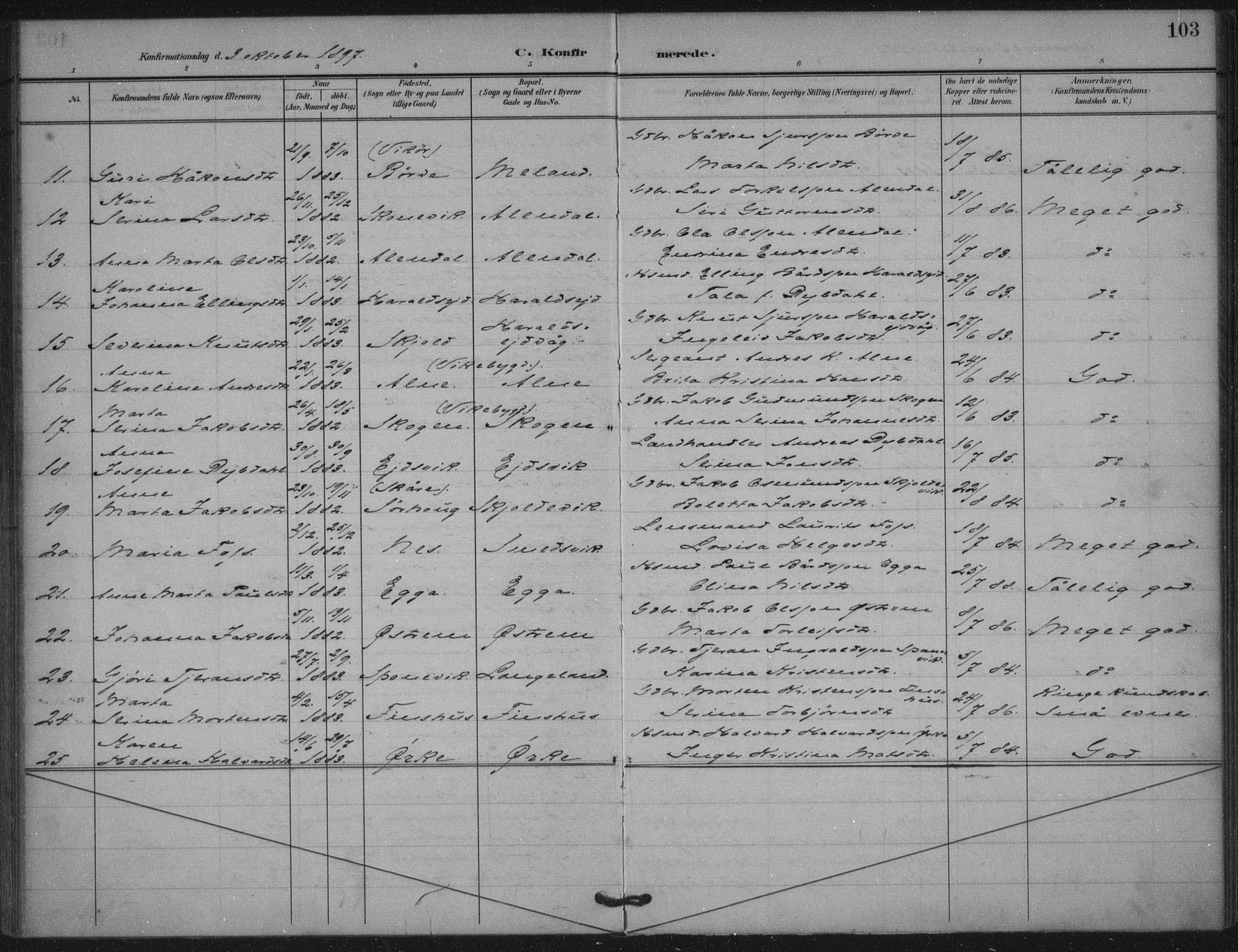 Skjold sokneprestkontor, AV/SAST-A-101847/H/Ha/Haa/L0011: Parish register (official) no. A 11, 1897-1914, p. 103