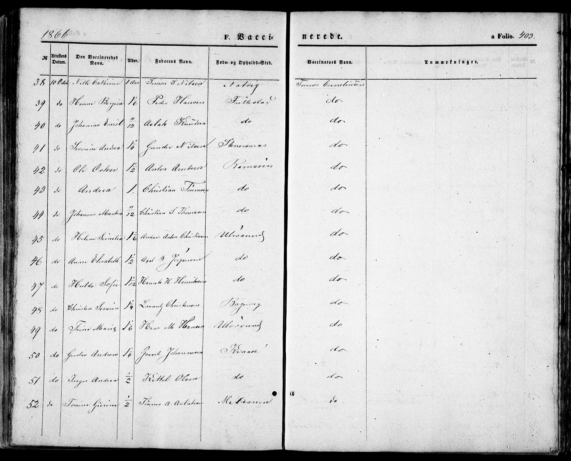 Høvåg sokneprestkontor, SAK/1111-0025/F/Fa/L0004: Parish register (official) no. A 4, 1859-1877, p. 403