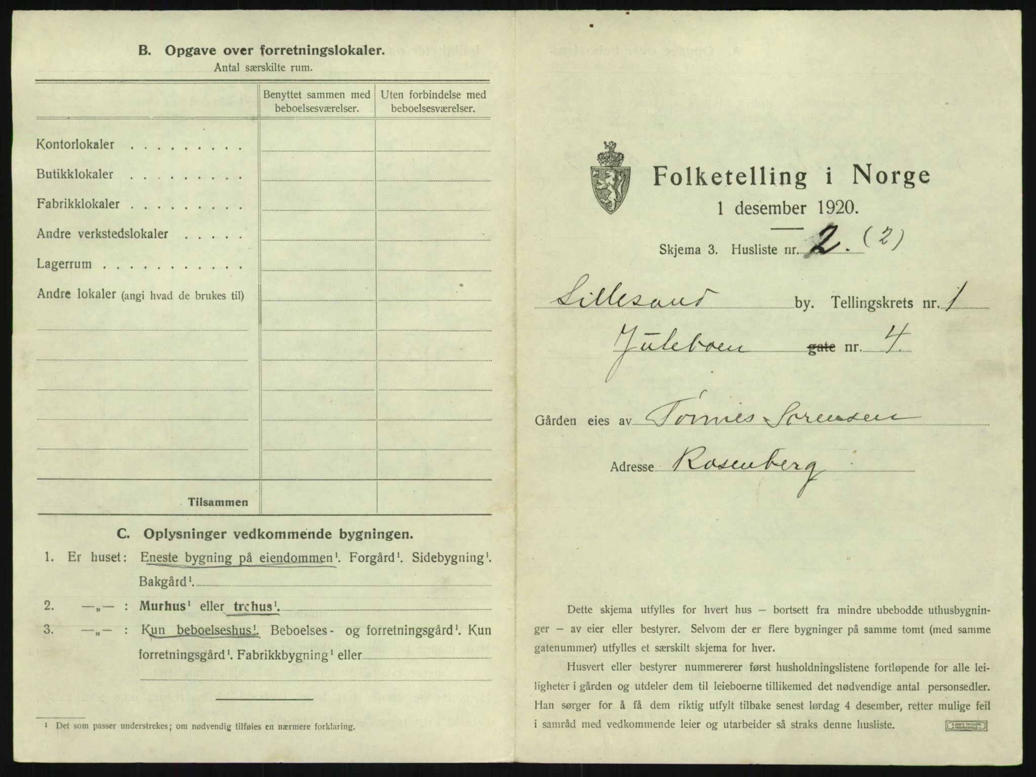 SAK, 1920 census for Lillesand, 1920, p. 23