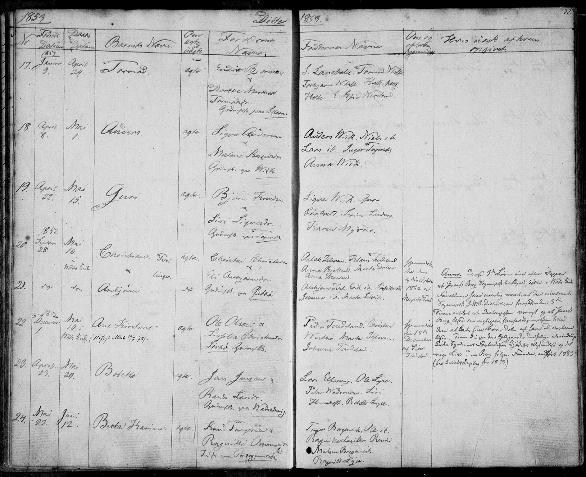 Nedstrand sokneprestkontor, AV/SAST-A-101841/01/IV: Parish register (official) no. A 8, 1839-1860, p. 32