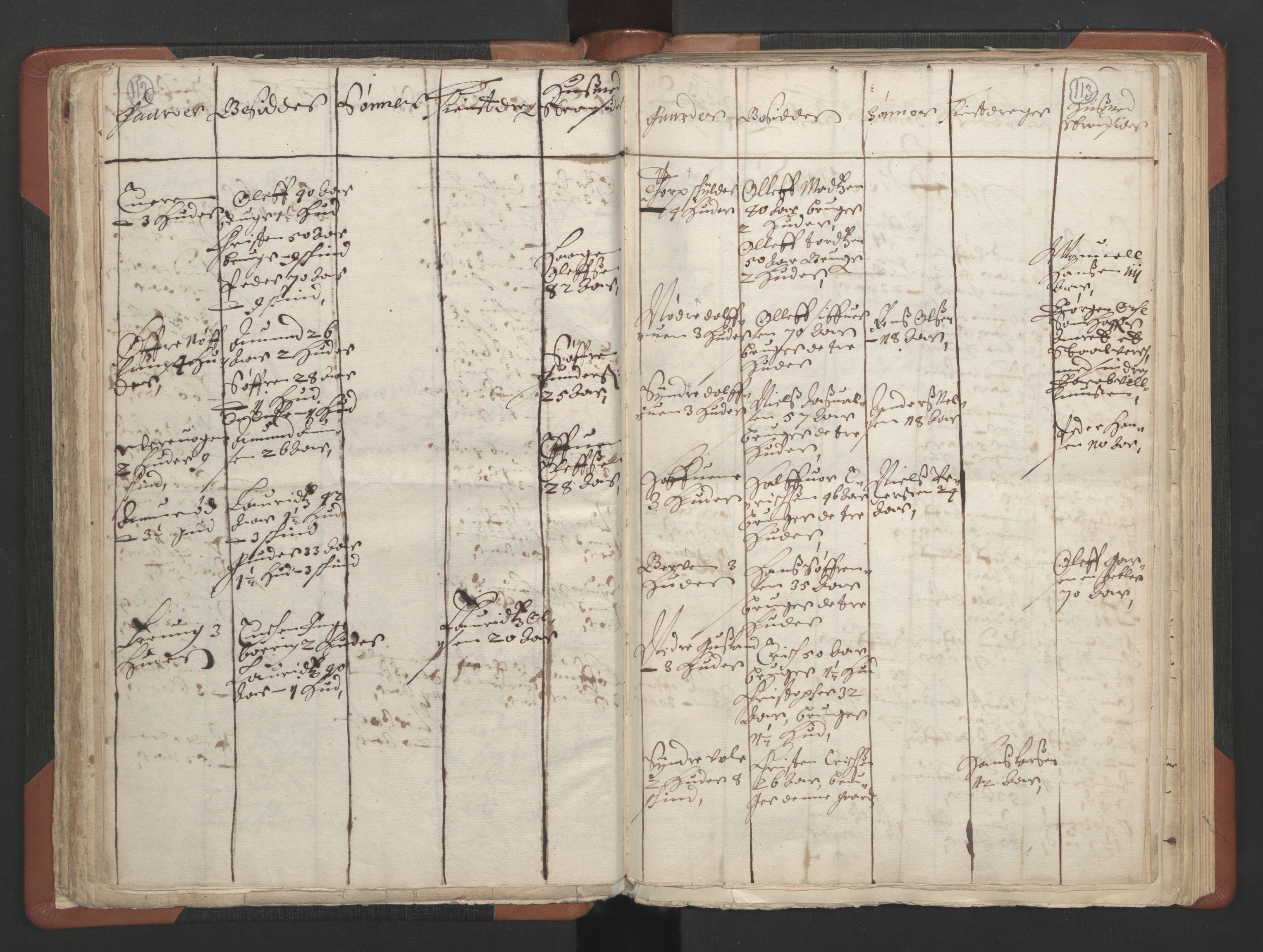 RA, Vicar's Census 1664-1666, no. 11: Brunlanes deanery, 1664-1666, p. 112-113