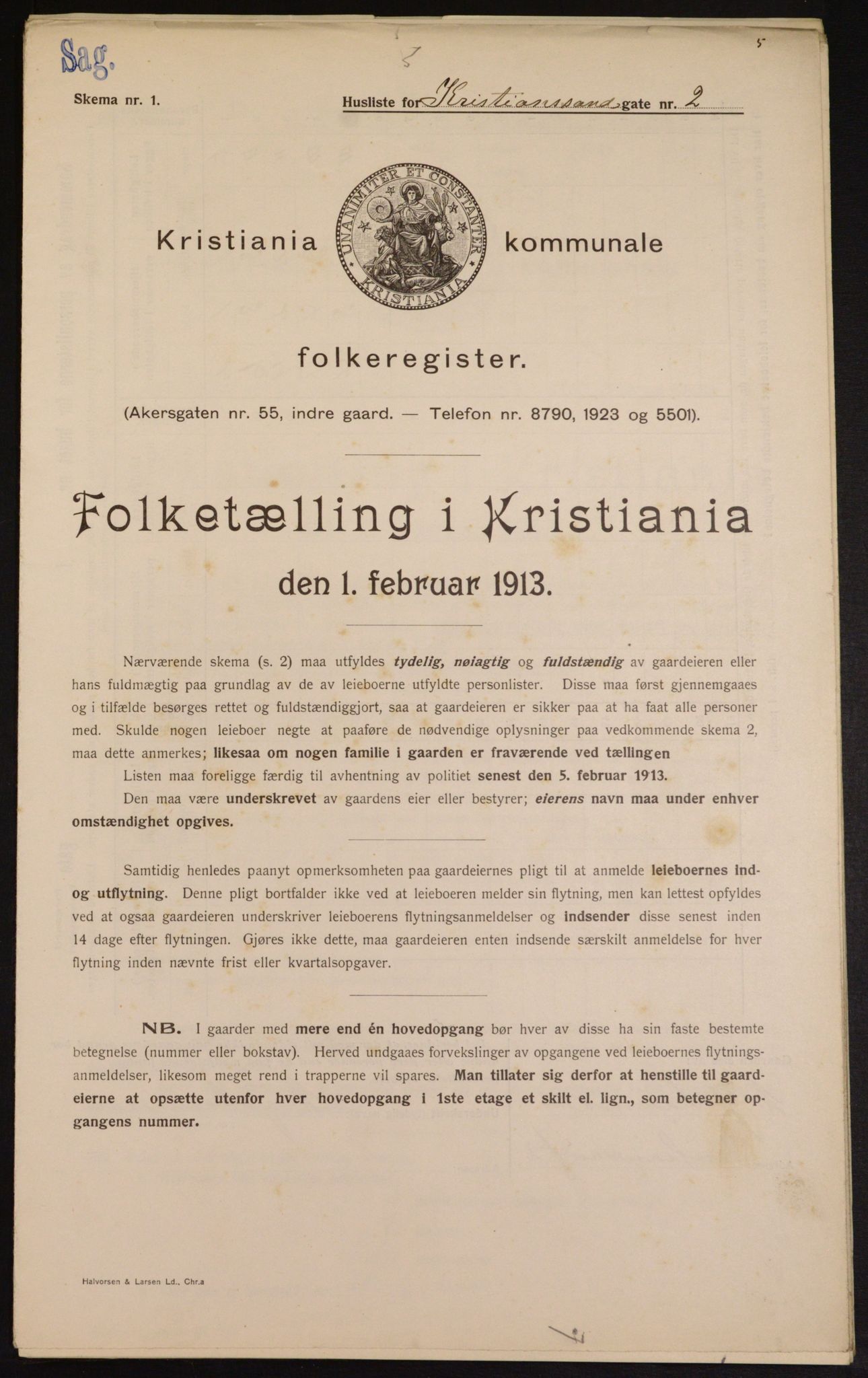 OBA, Municipal Census 1913 for Kristiania, 1913, p. 53936