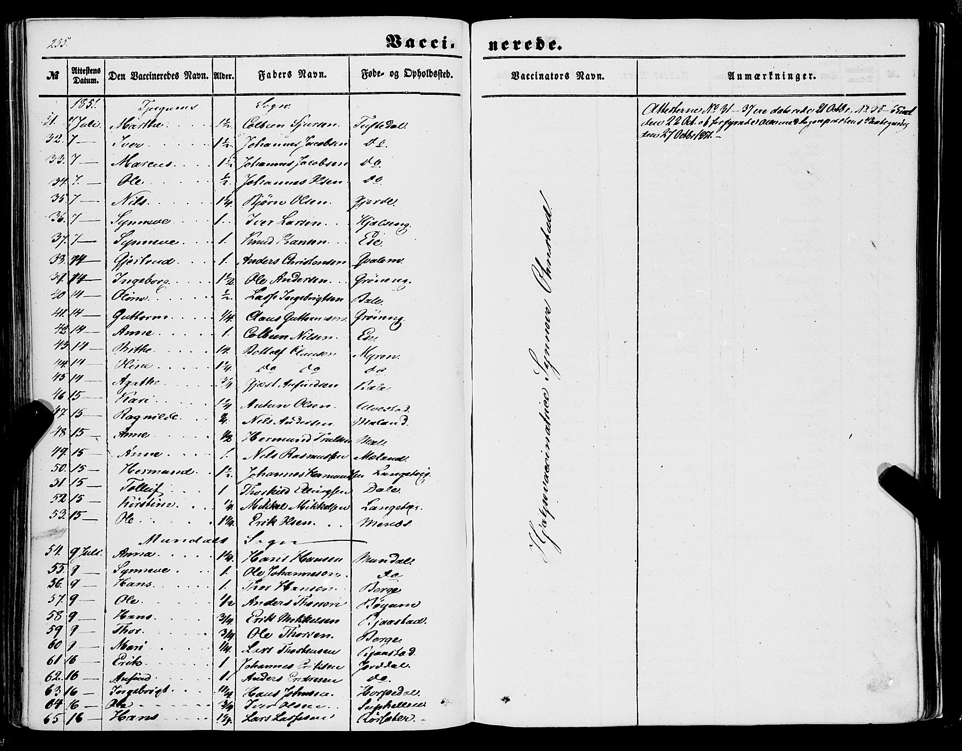 Balestrand sokneprestembete, AV/SAB-A-79601/H/Haa/Haaa/L0002: Parish register (official) no. A 2, 1847-1866, p. 255