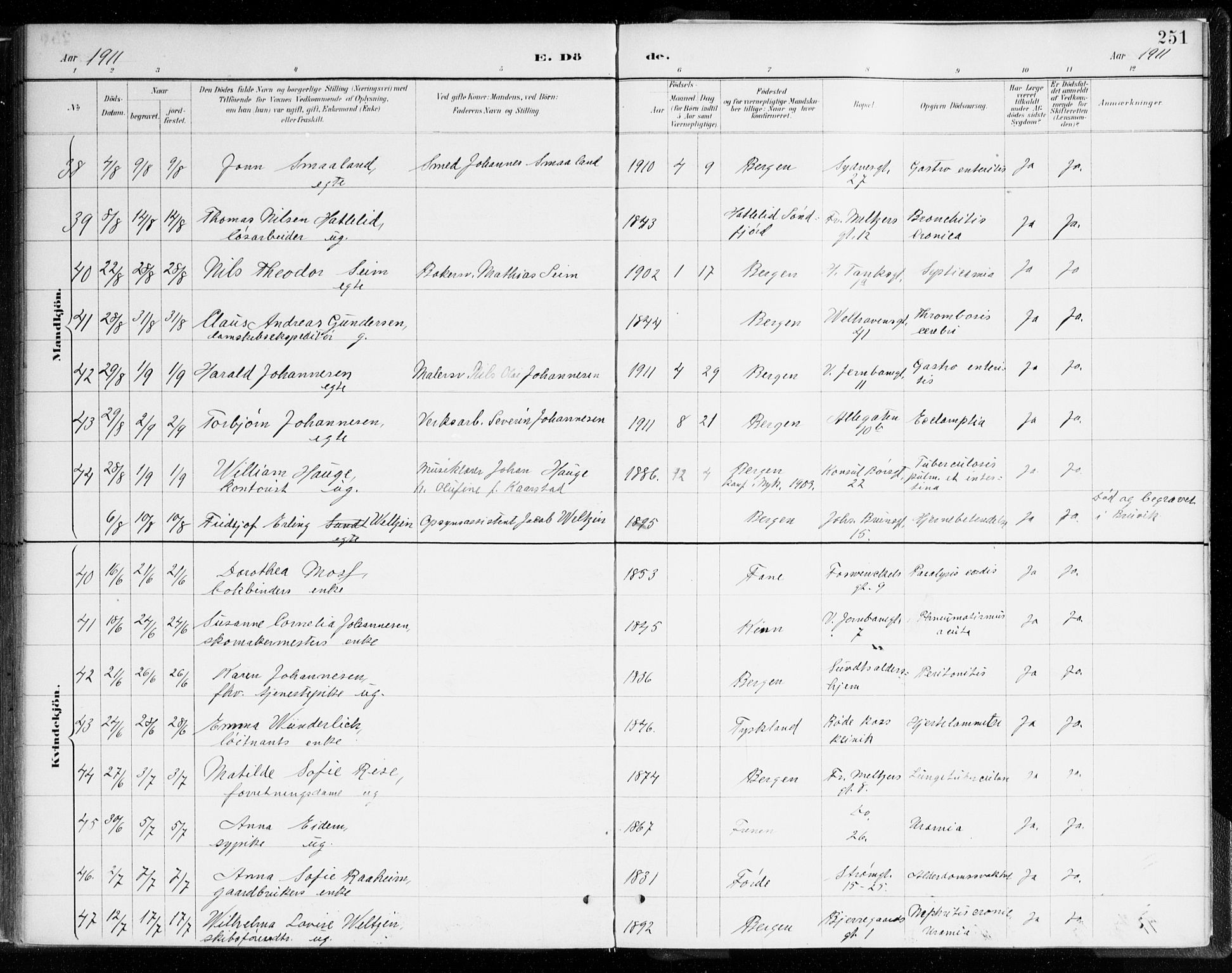 Johanneskirken sokneprestembete, SAB/A-76001/H/Haa/L0019: Parish register (official) no. E 1, 1885-1915, p. 251