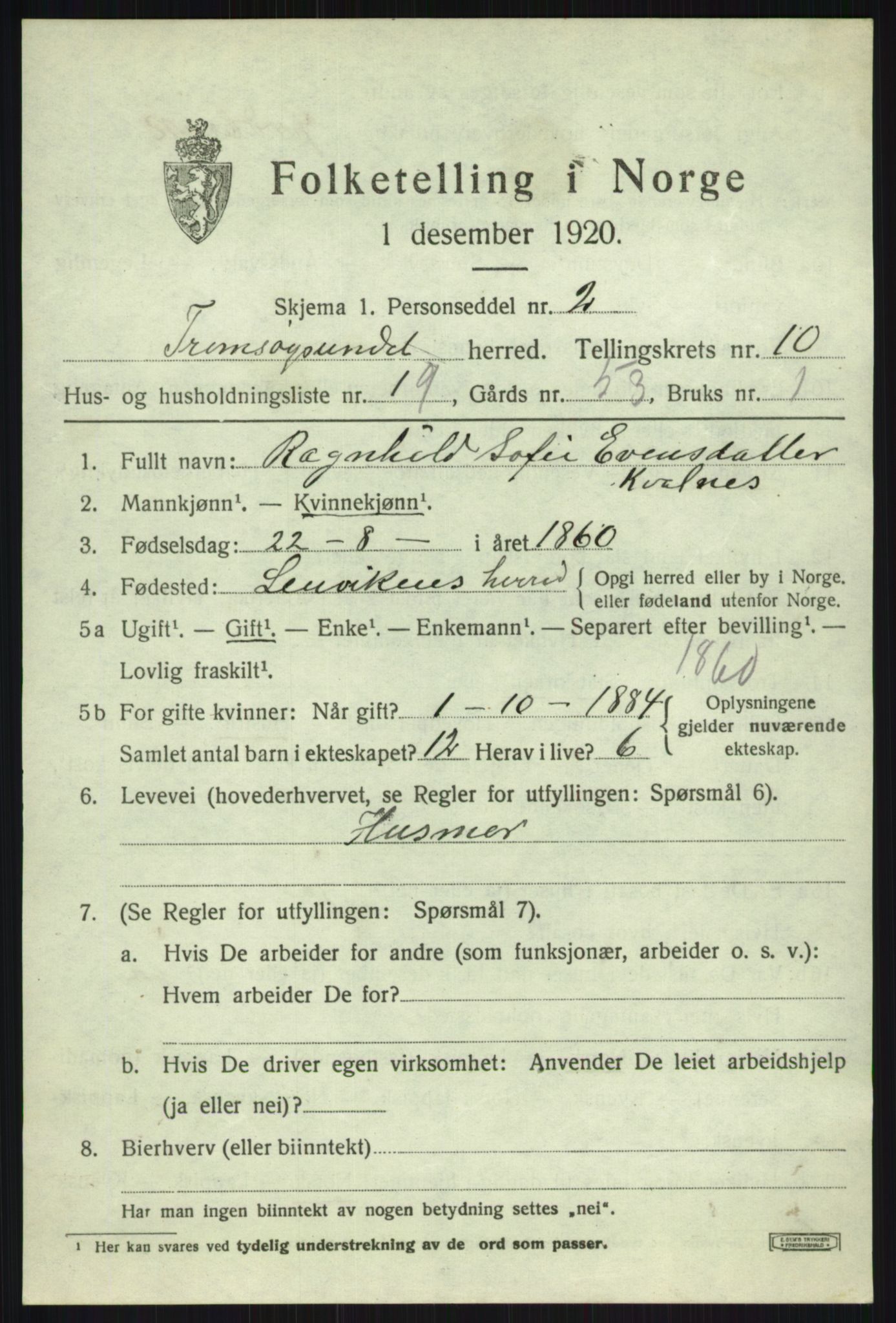 SATØ, 1920 census for Tromsøysund, 1920, p. 7178