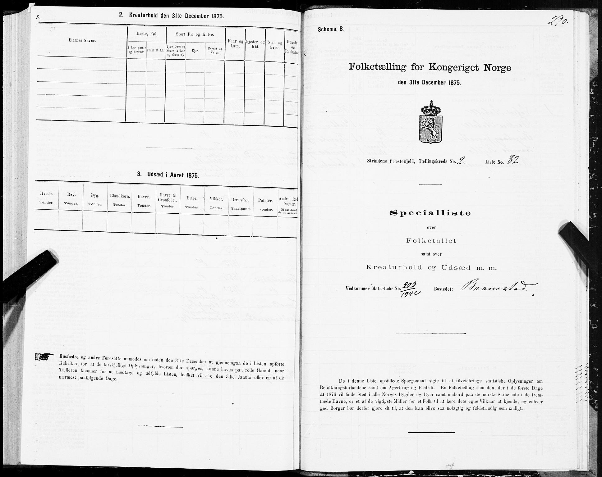 SAT, 1875 census for 1660P Strinda, 1875, p. 1290